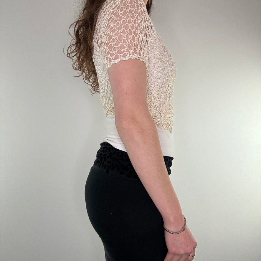 Y2K vintage crochet short sleeve cardigan