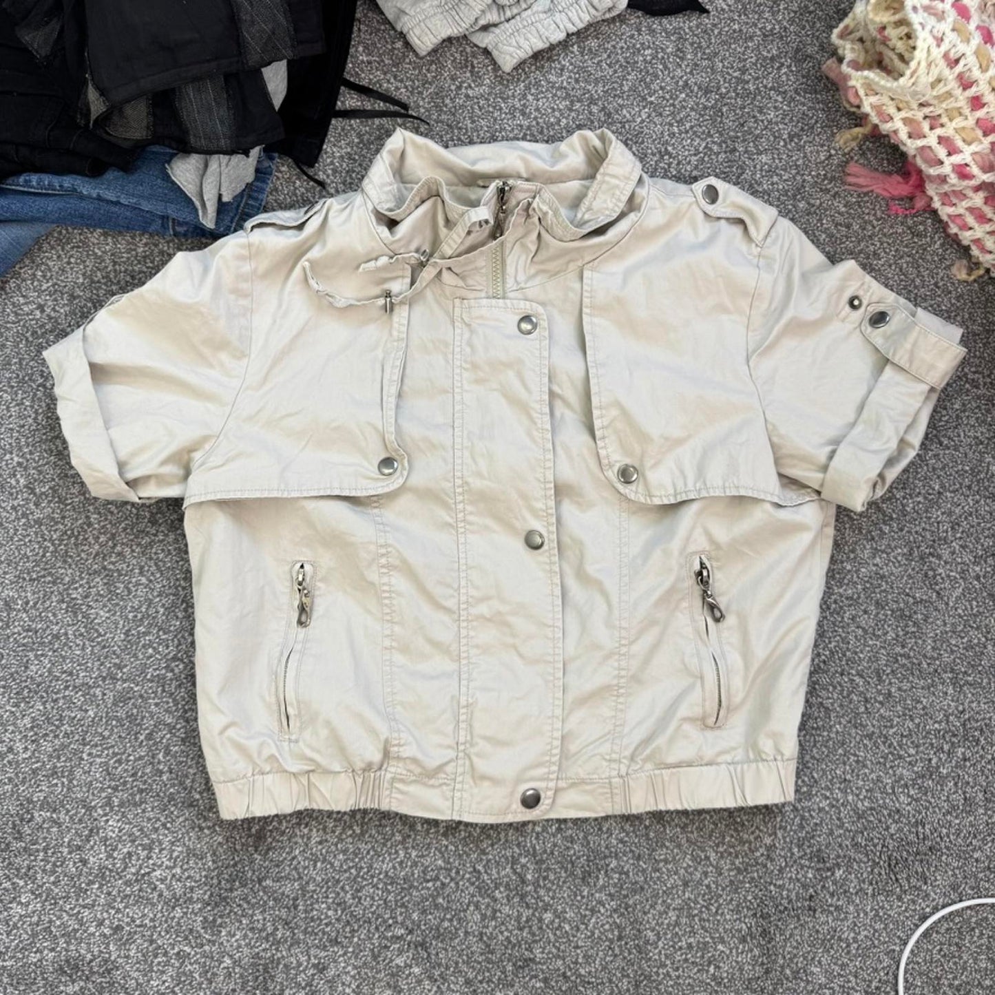 Y2K vintage short sleeve zip up jacket utility lightweight archive subversive