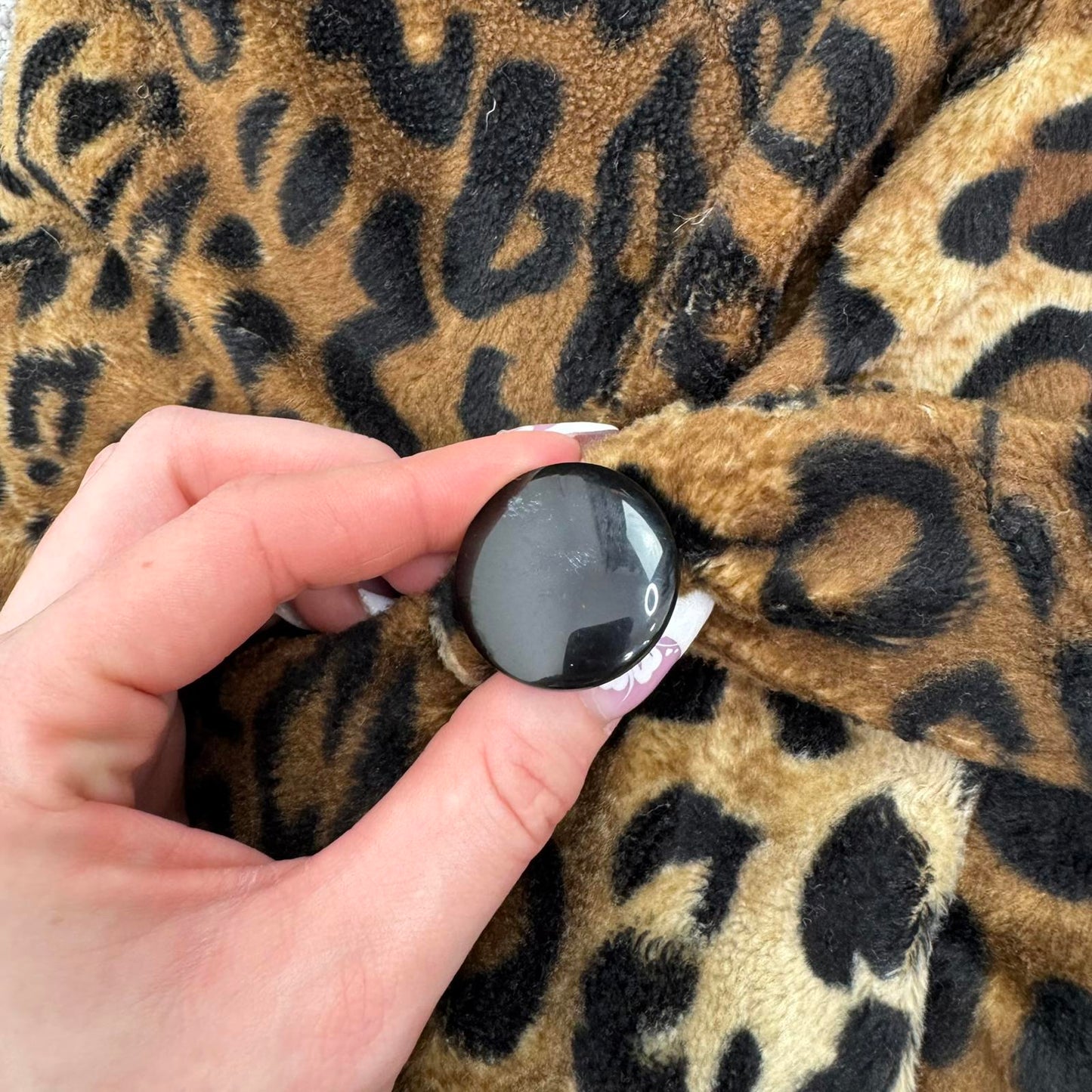 Y2K vintage leopard print pea coat jacket short sleeve high neck short length