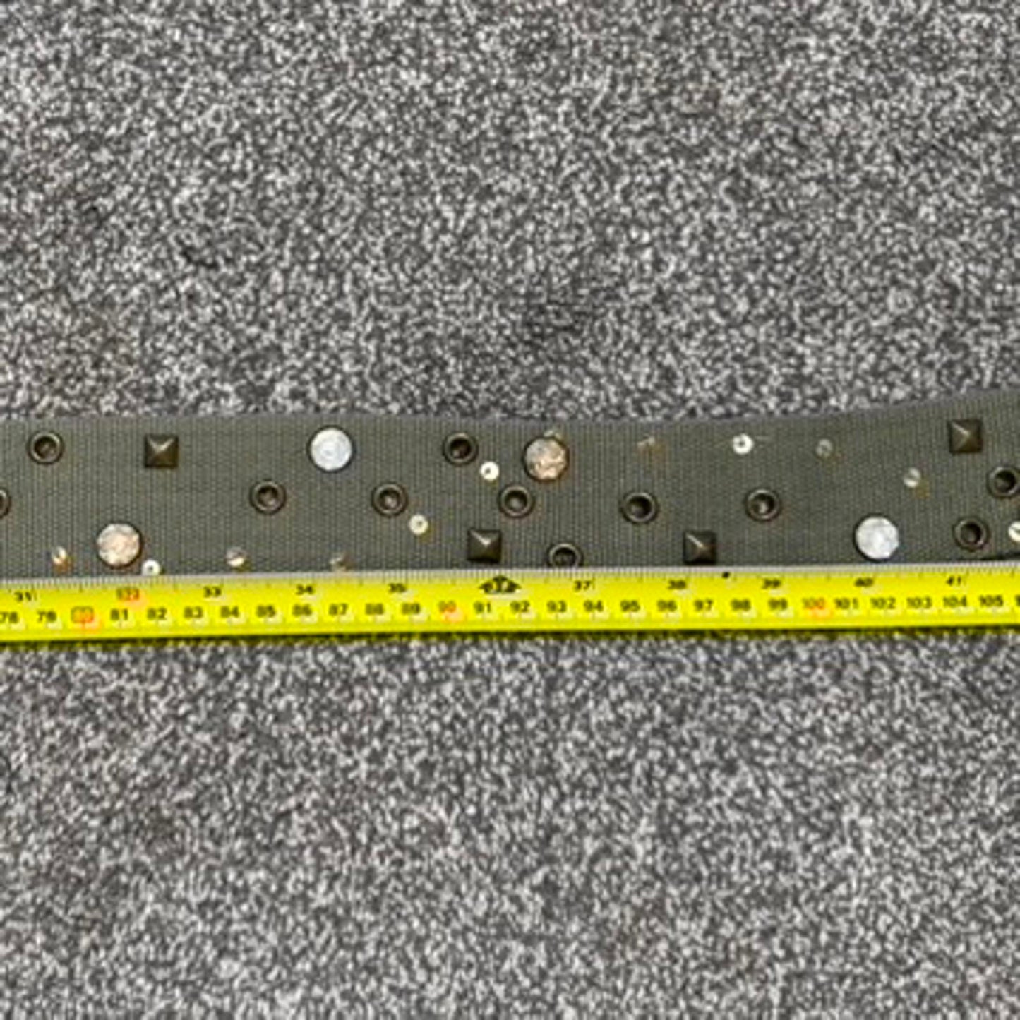 Y2K vintage canvas belt studded rhinestone grommet cargo khaki