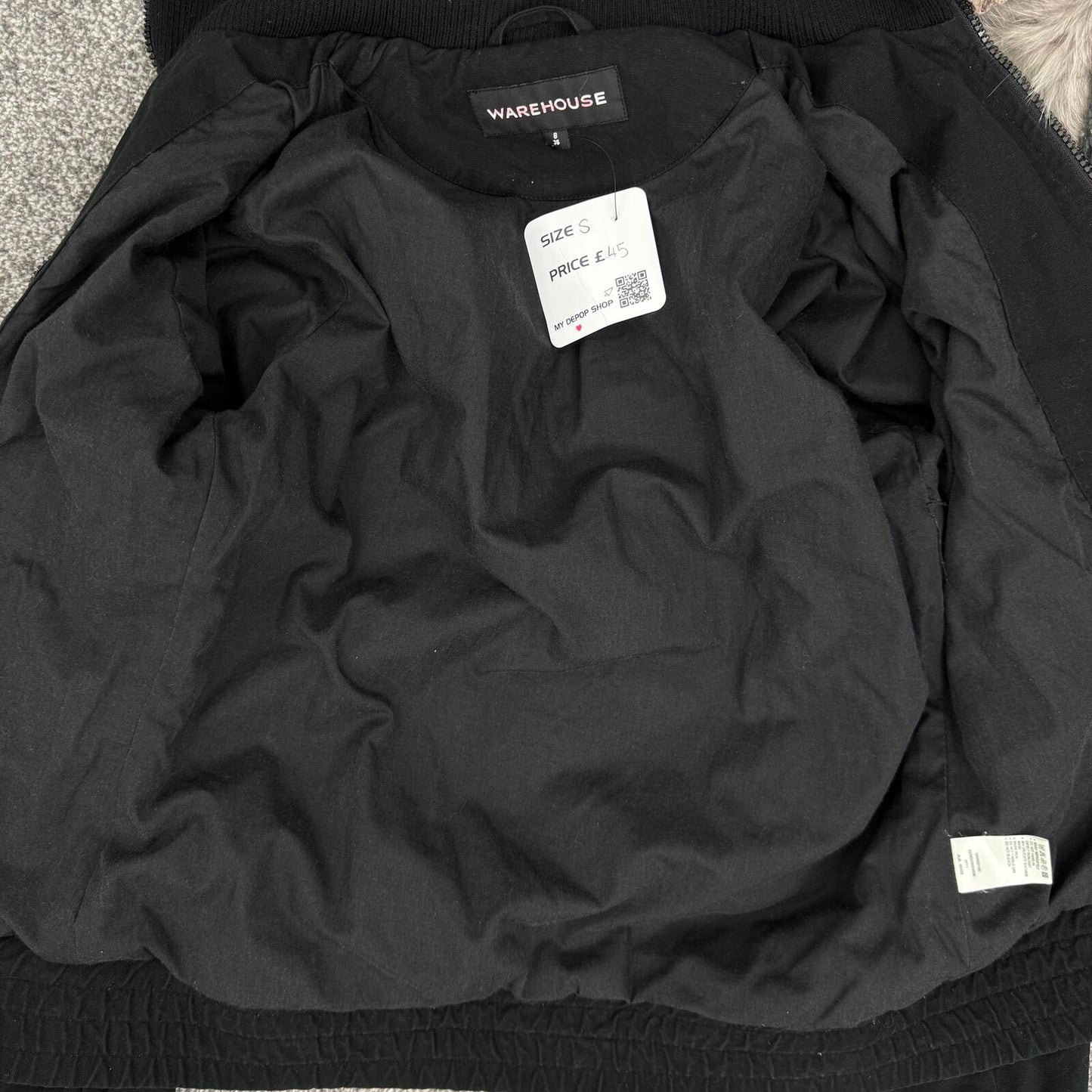 Y2K vintage bomber jacket zip up high neck slight crop short elastic waistband