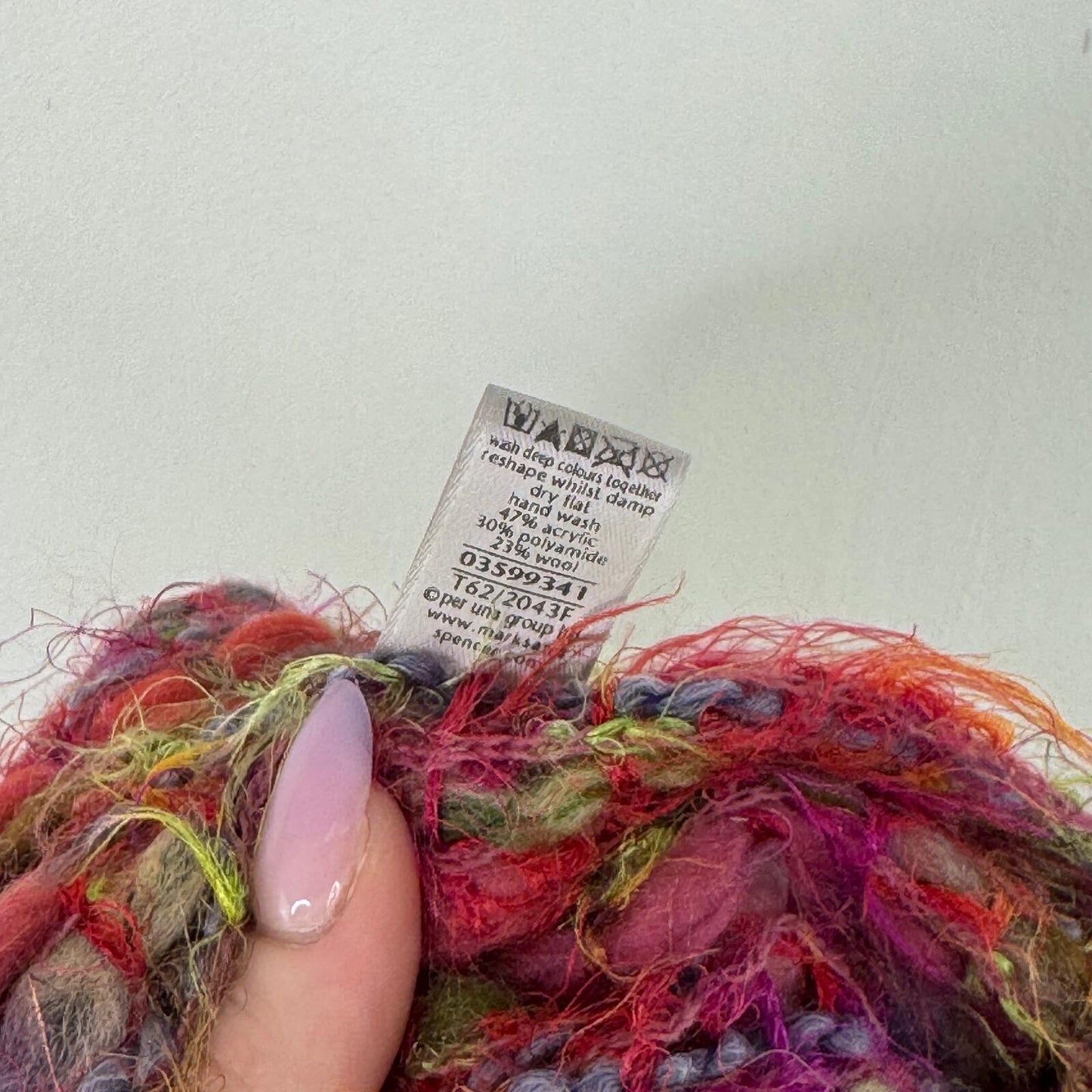 Y2K vintage Per Una scarf wool blend fringe chunky rainbow multi shaggy