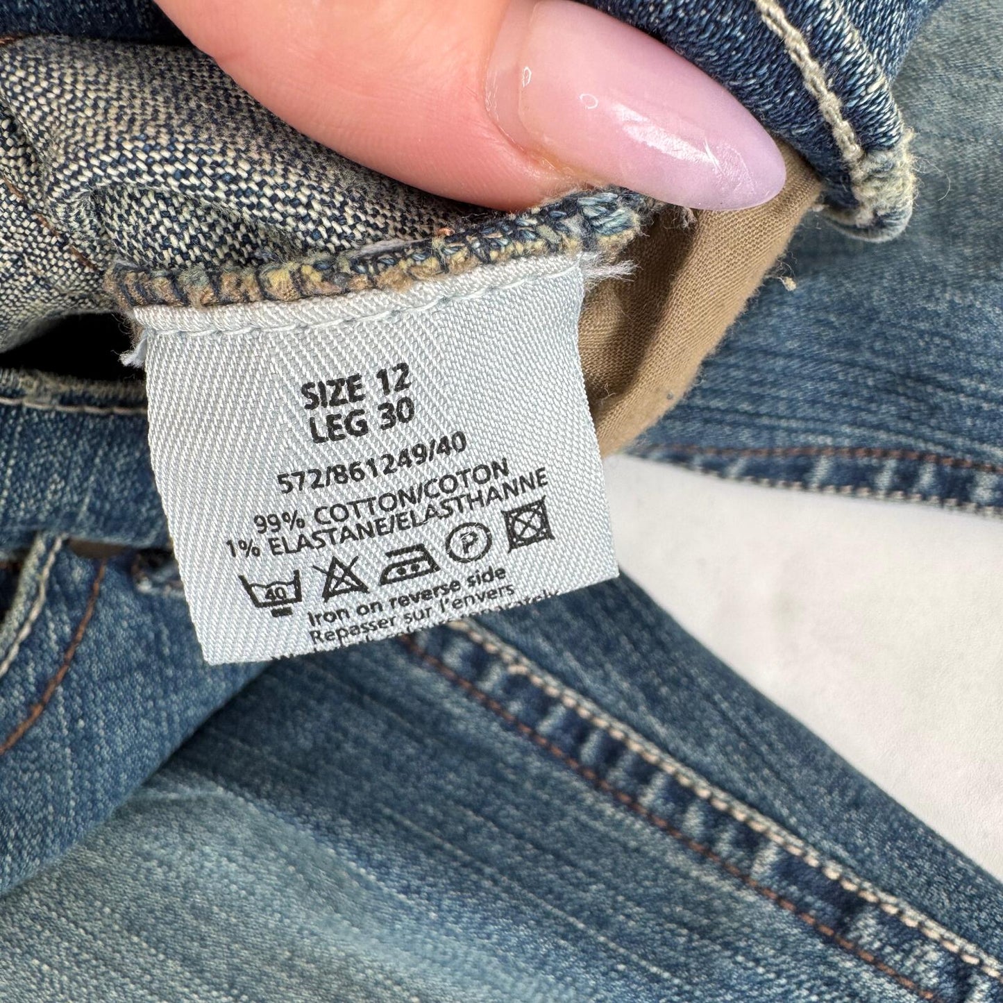 Y2K vintage bootcut denim jeans mid rise faded dirty wash distressed blue