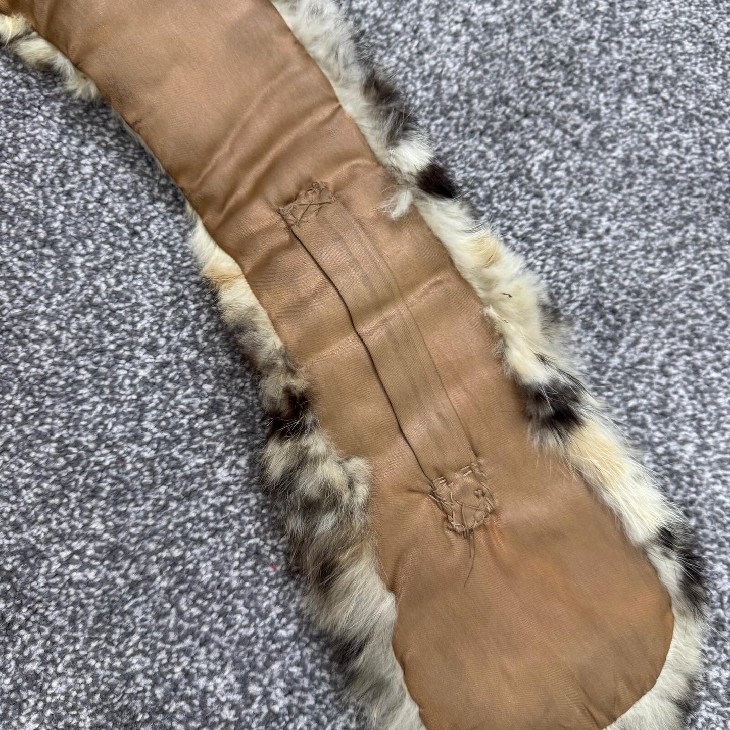 Y2K vintage genuine lapin fur scarf leopard print style pattern short length