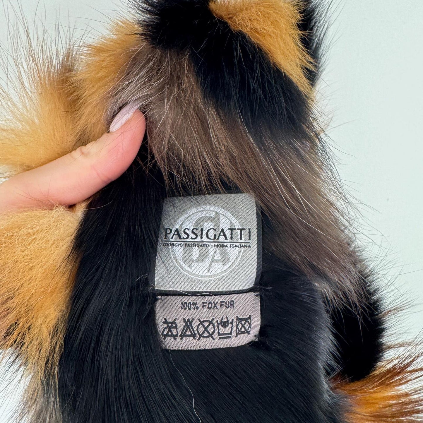 Y2K vintage 100% genuine fox fur scarf patchwork black grey red orange