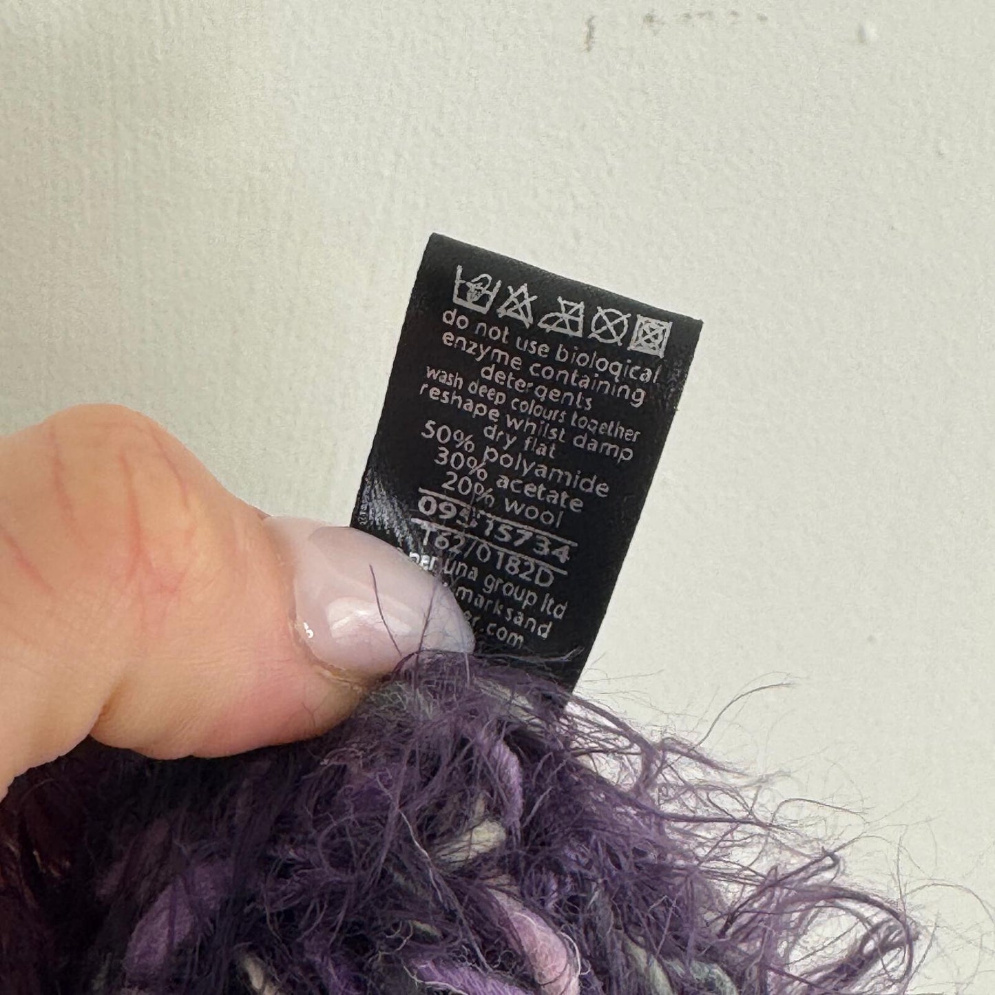Y2K vintage Per Una scarf wool blend fluffy dark purple chunky knit