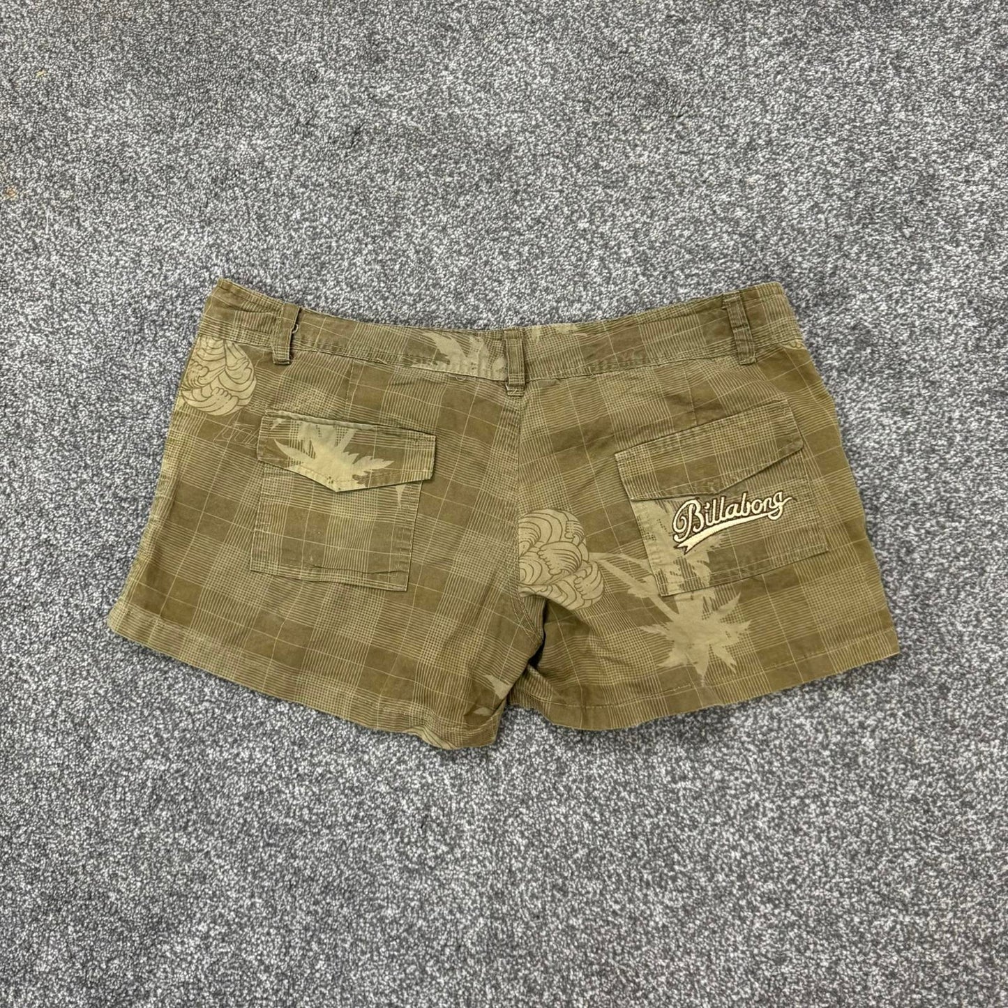 Y2K vintage ultra low rise tartan check print board shorts drawstring mini