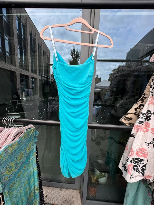 Vintage 2000s ruched mesh party dress bodycon