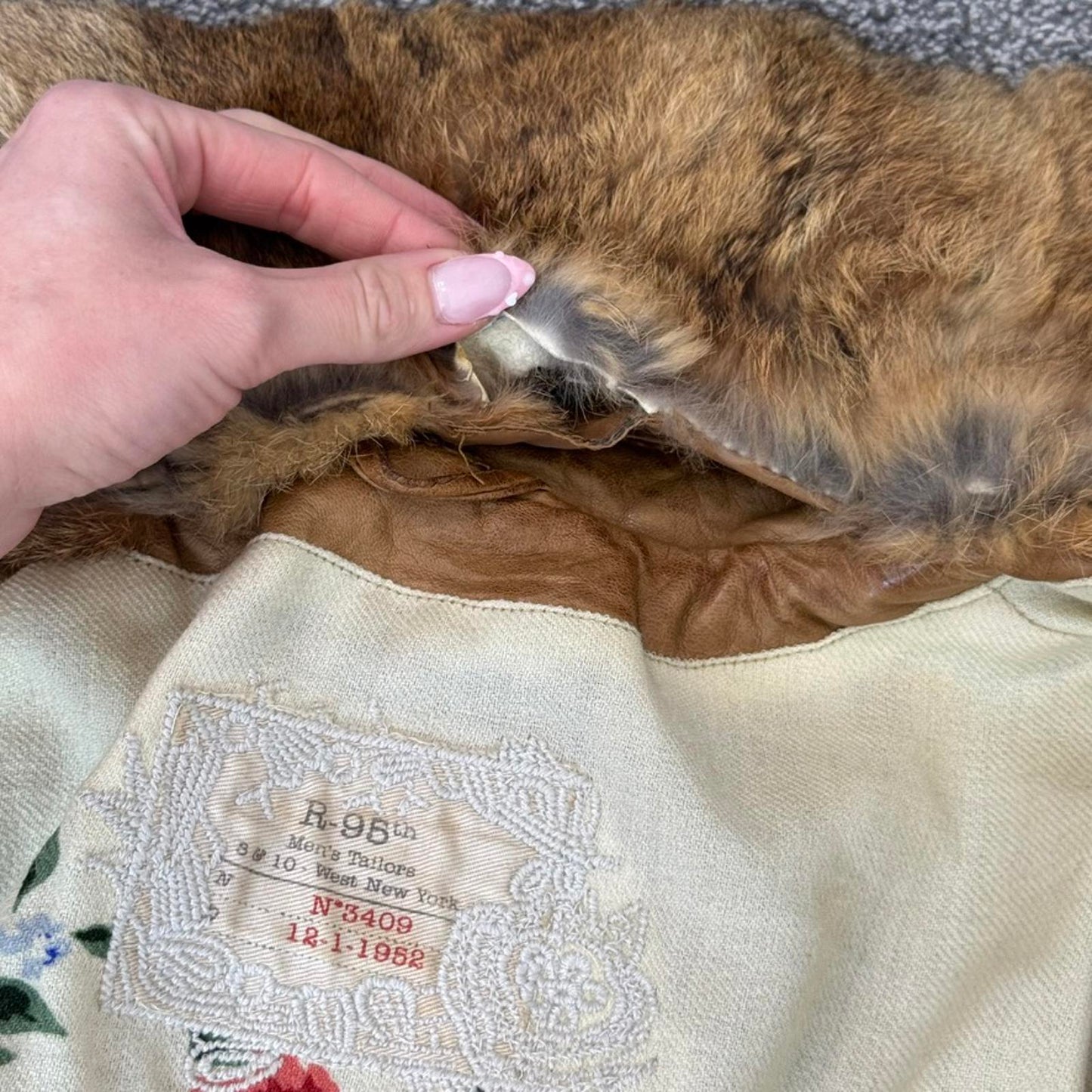 Y2K vintage genuine leather real fur trim collar zip up fitted jacket