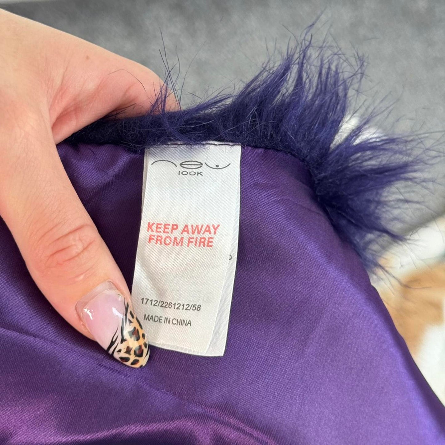 Y2K vintage faux fur collar wrap scarf purple fluffy oversized