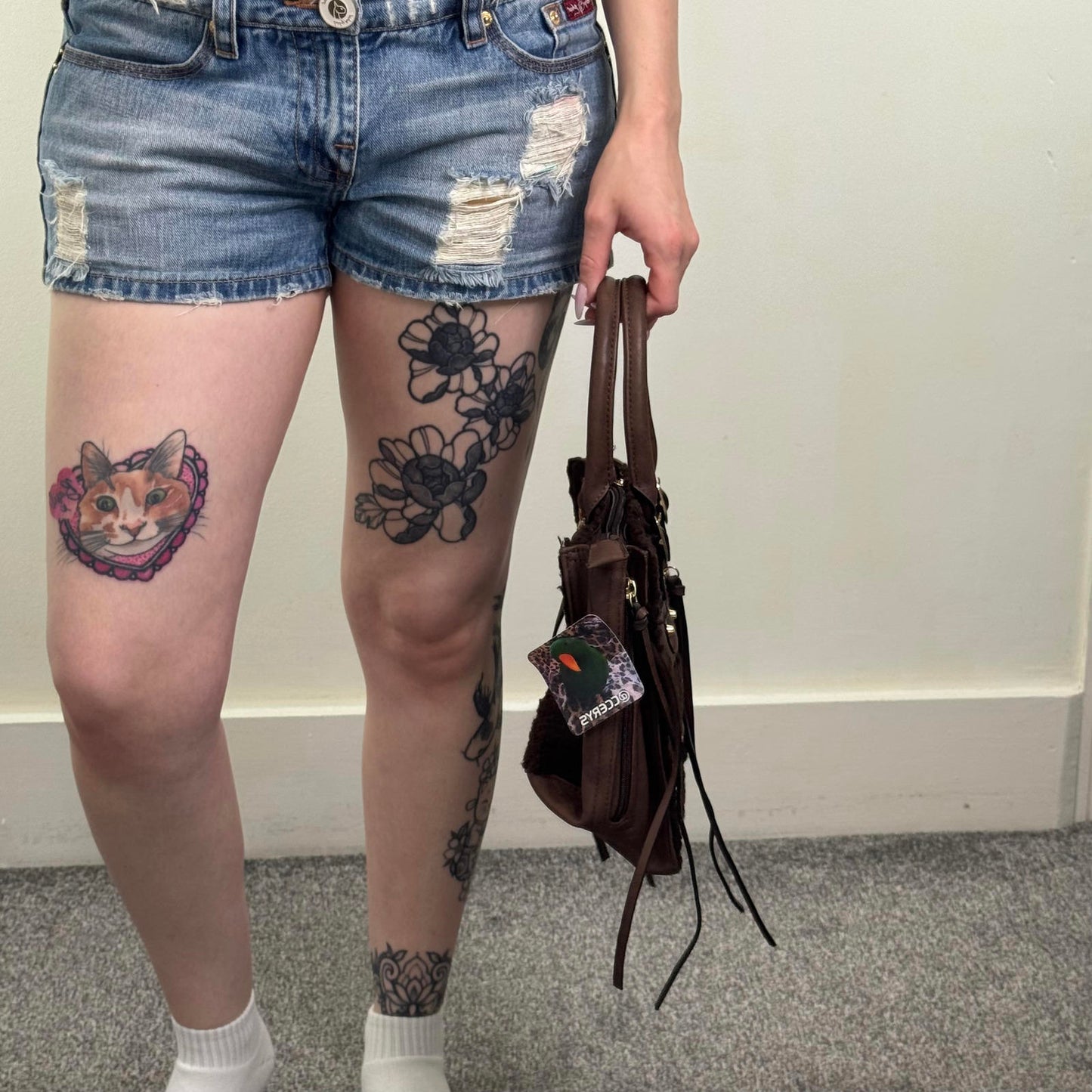 Small sherpa faux leather mini handbag brown gold