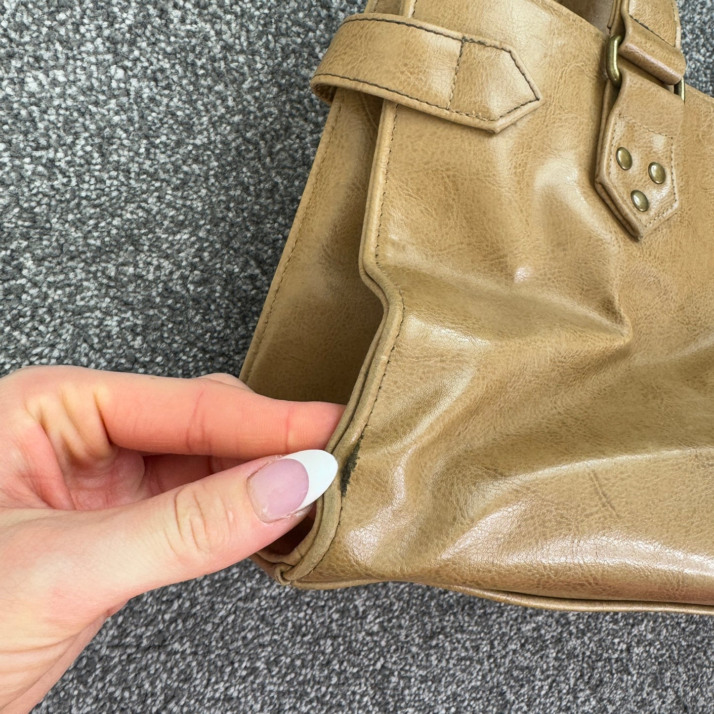 Y2K vintage faux leather shoulder bag buckle cargo pockets