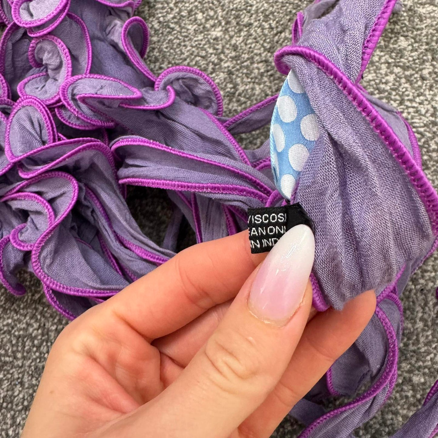 Y2K vintage 3D ruffle scarf lilac purple avant garde