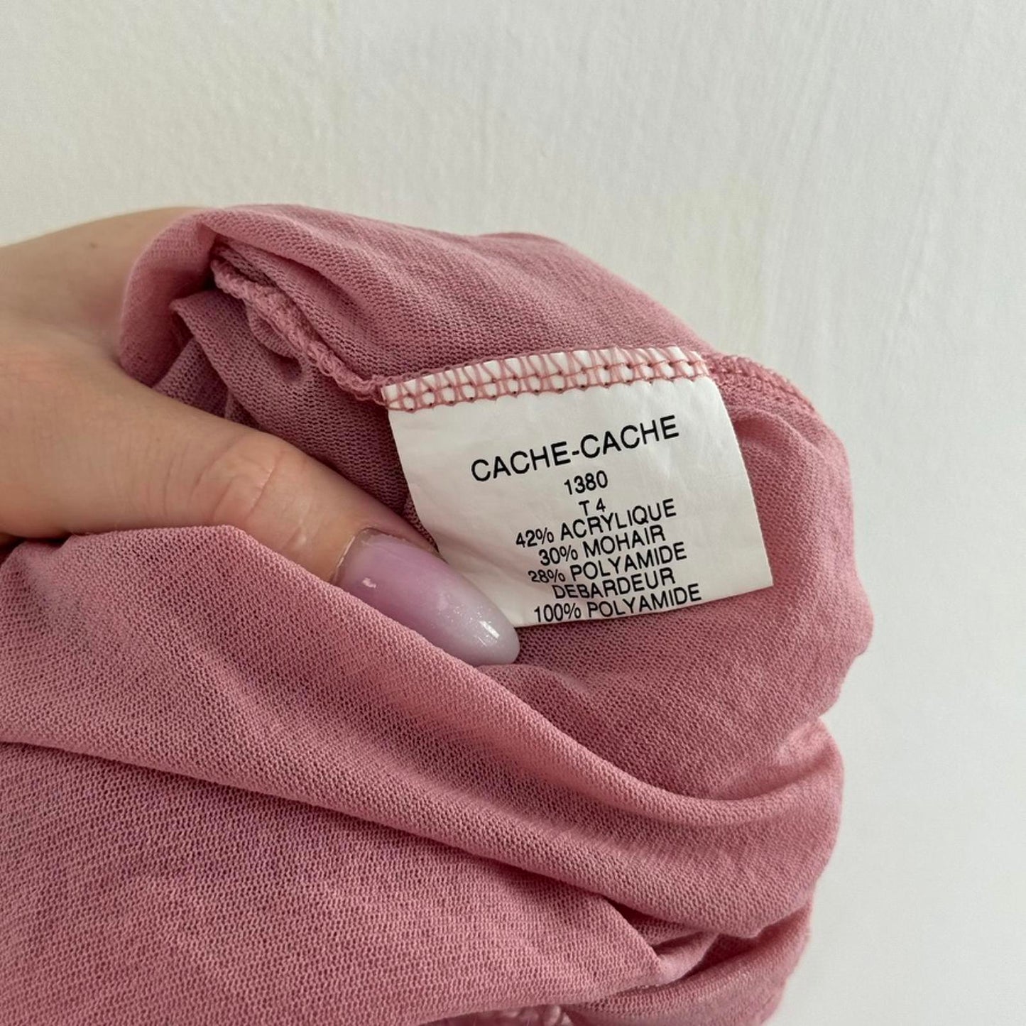 Y2K vintage Mohair blend double layered knit jumper flare sleeve lettuce hem