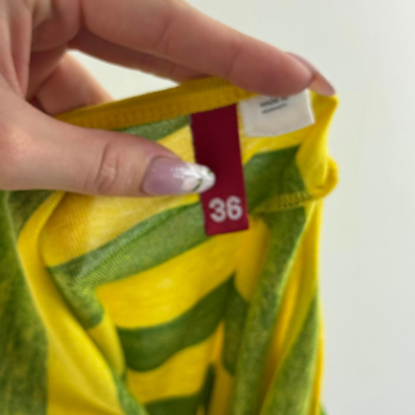 Y2K vintage stripe tank top racerback yellow green round neck