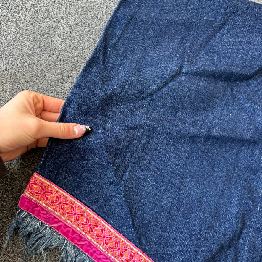 Y2K vintage denim hanky hem midi skirt