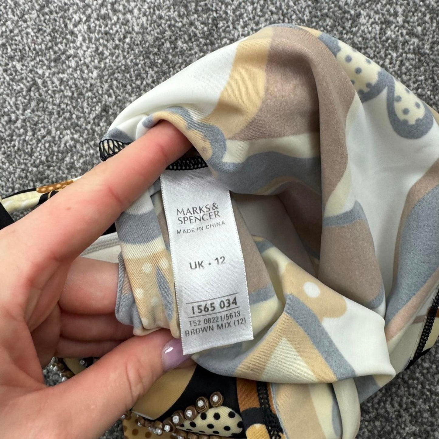 Y2K vintage halter neck swimwear top v neck padded bust beaded floral pattern