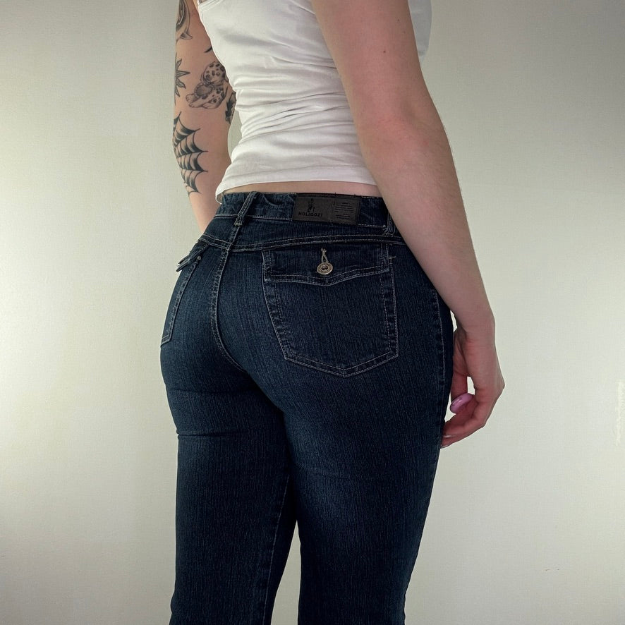 Y2K vintage dark faded stretchy denim cropped jeans