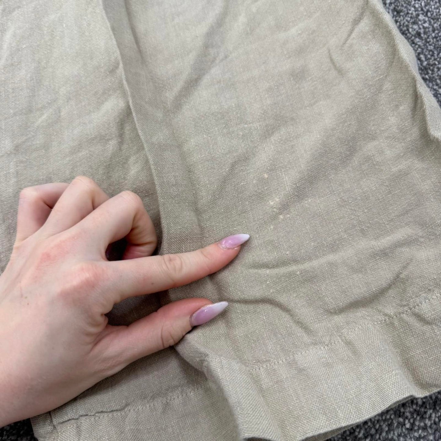 Oska 100% linen trousers lightweight baggy cargo pockets beige stretch waistband