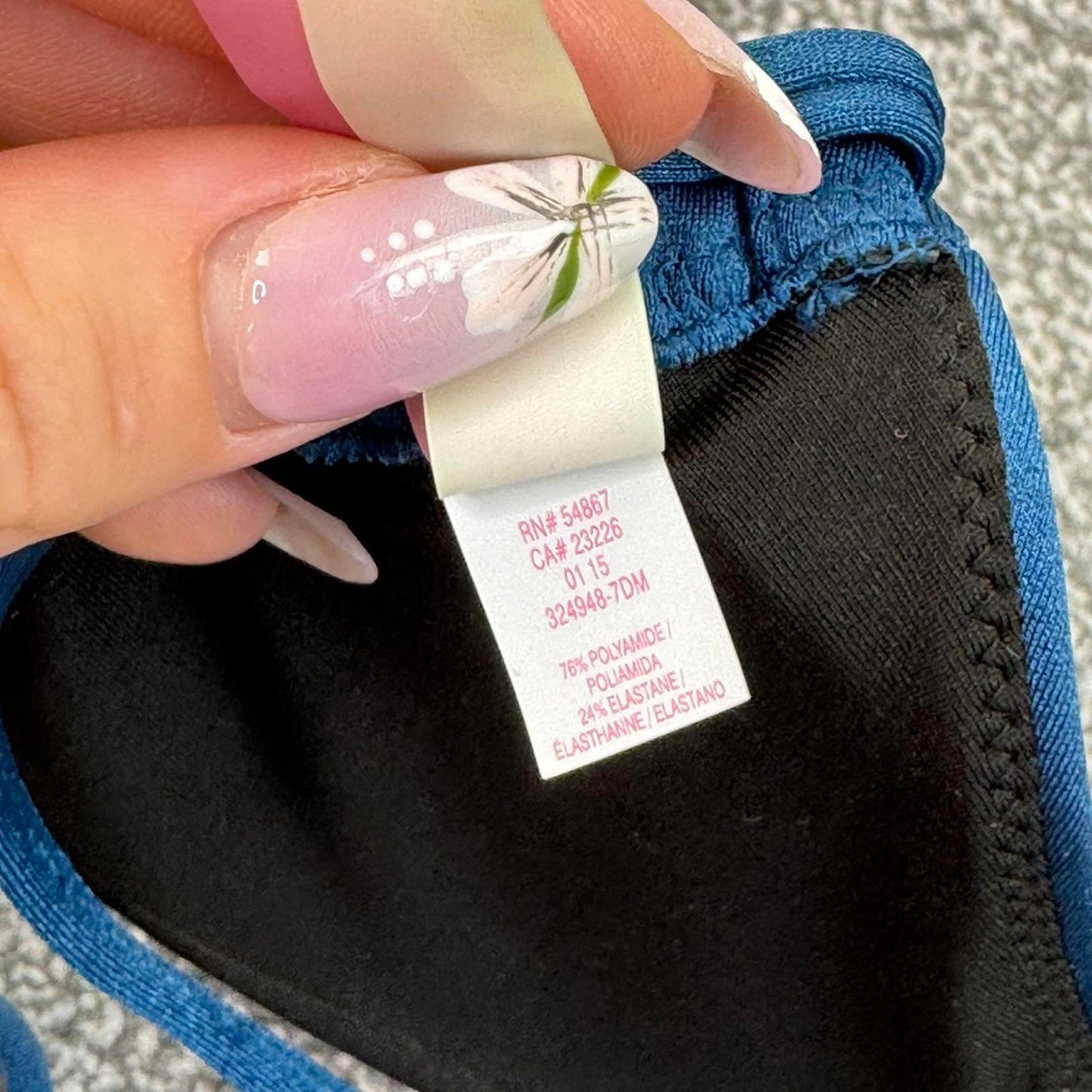 Victoria's Secret 2015 halter neck bikini top blue gold bow adjustable padded