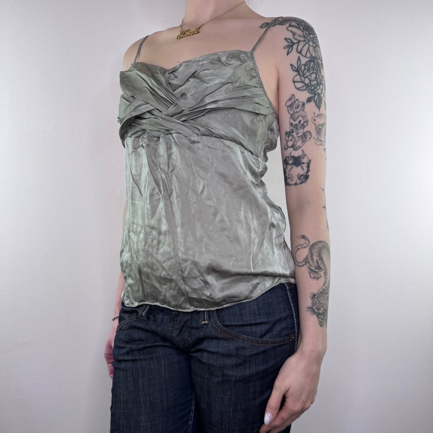 Y2K vintage Topshop silk knot bust cami top