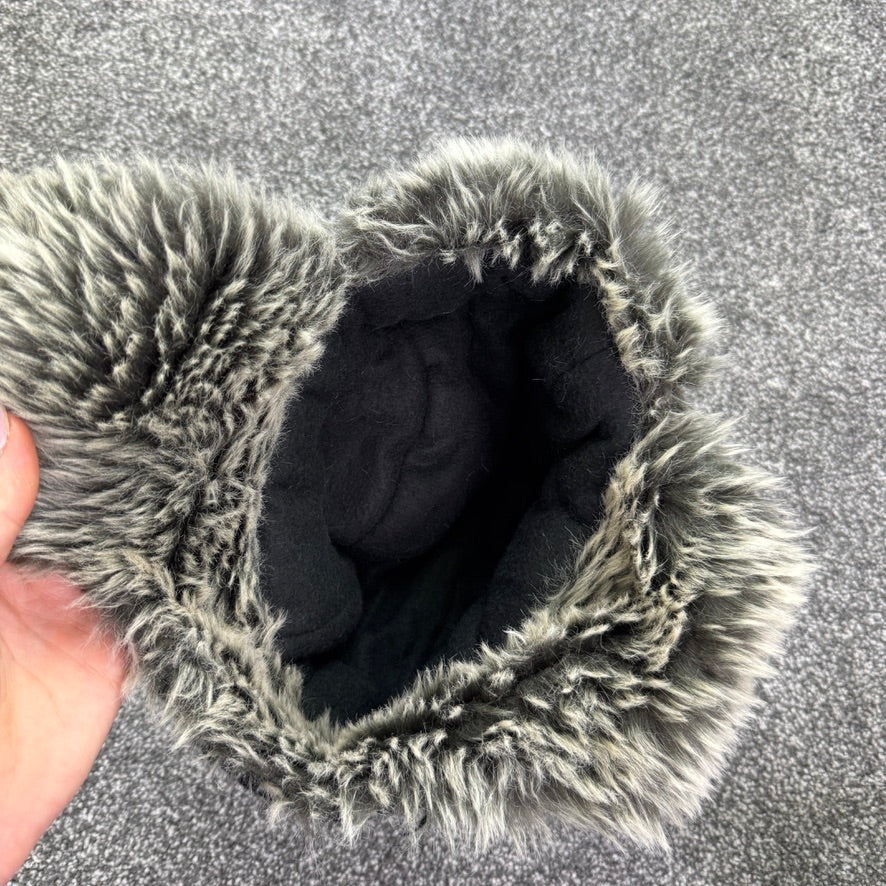 Y2K vintage sparkly snowflake faux fur trapper hat