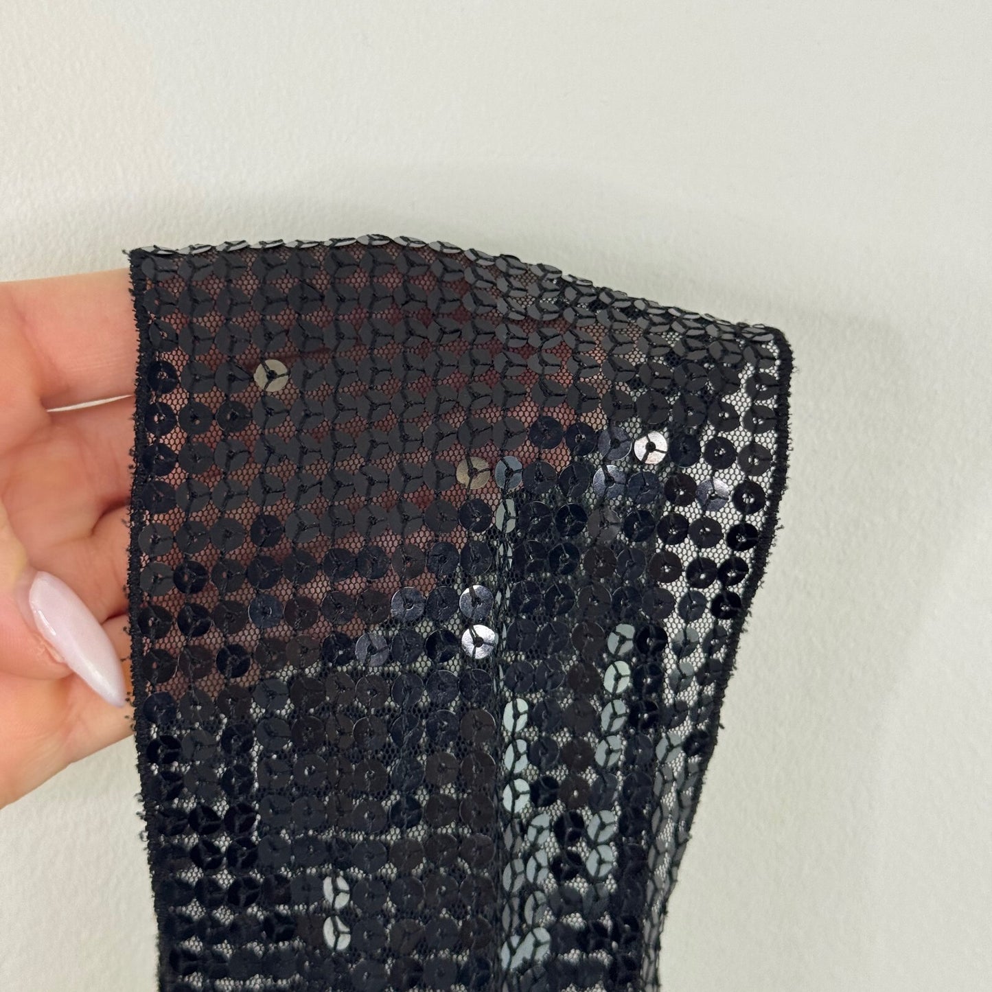 Y2K vintage scarf sequin embellished sheer mesh skinny thin black