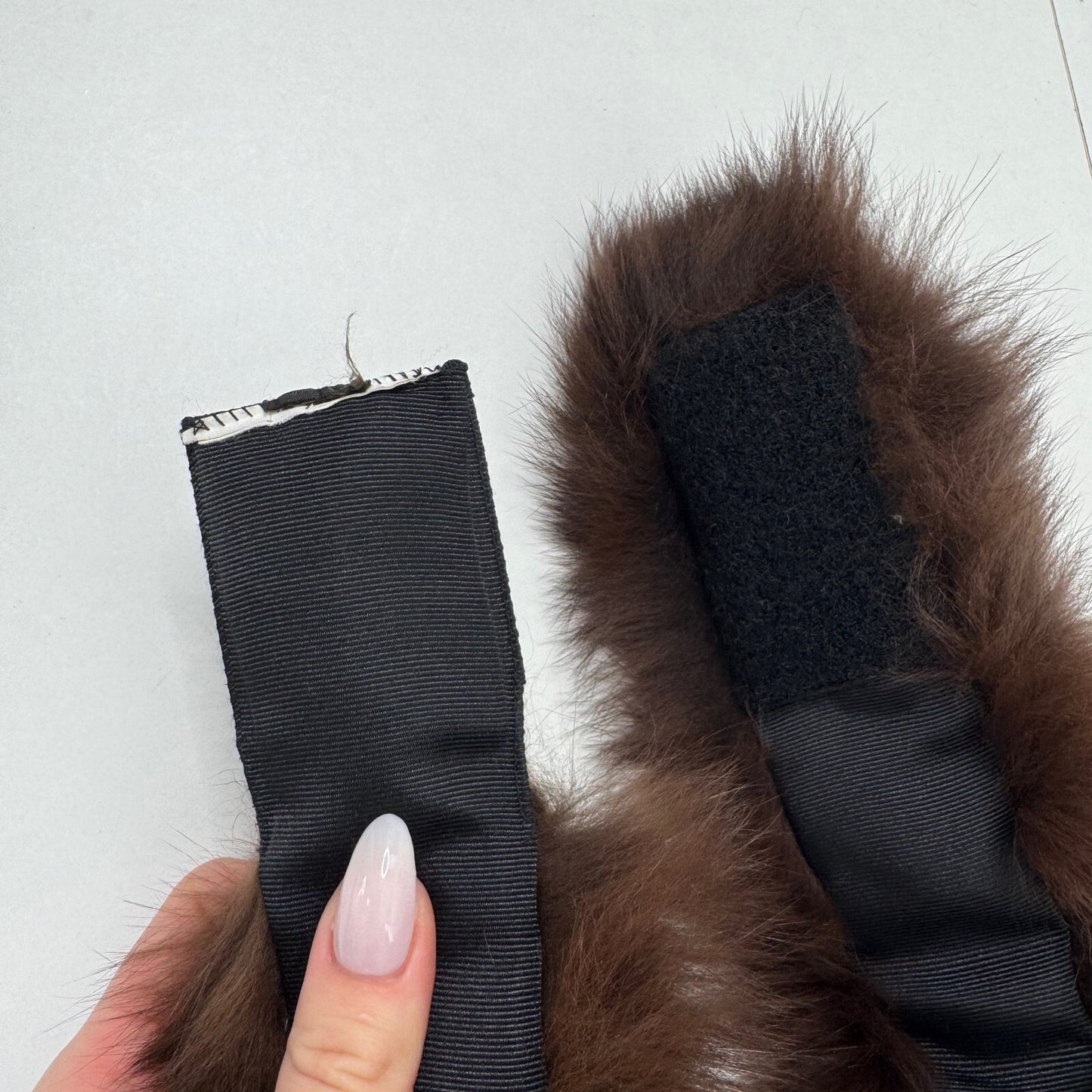 Y2K vintage genuine fur headband brown fluffy winter
