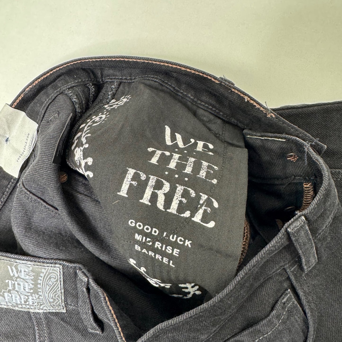Free People barrel jeans mid rise good luck faded black