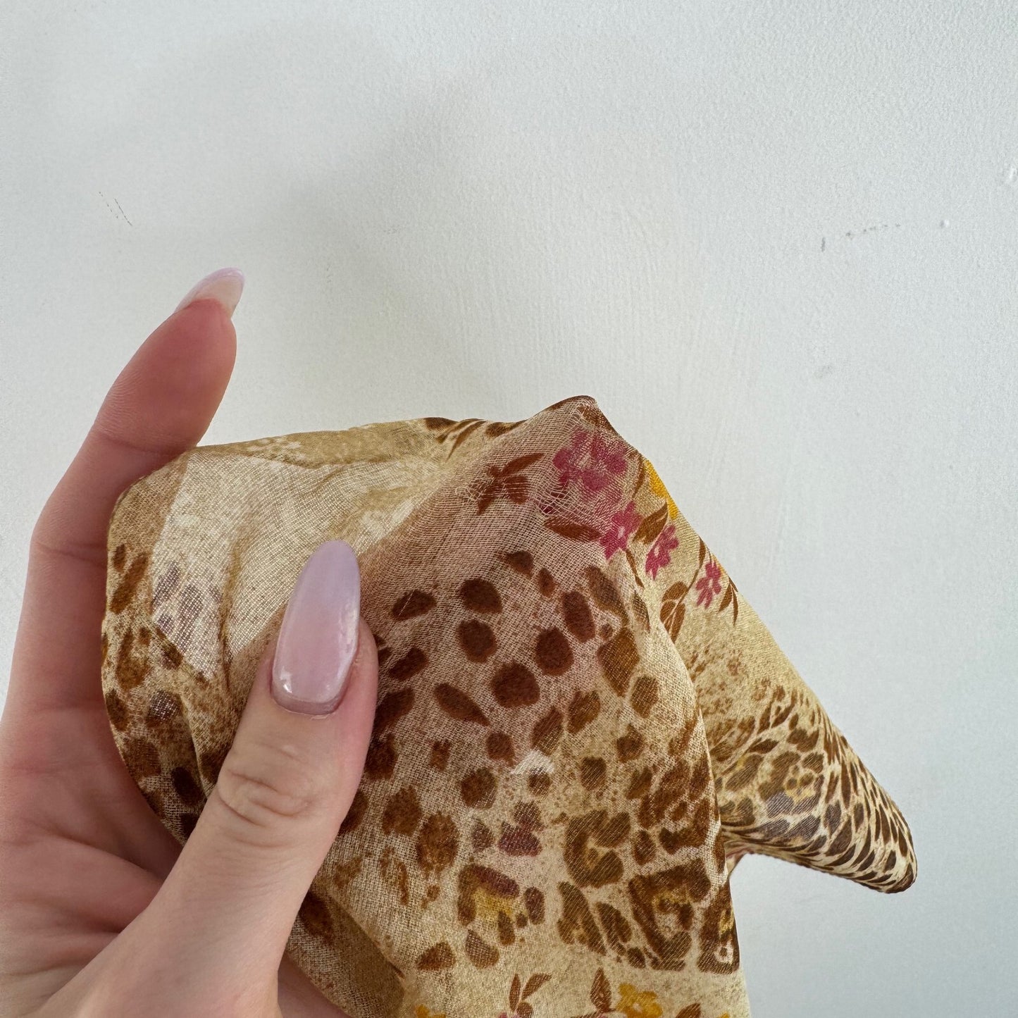 Y2K vintage scarf leopard print floral scarf beige