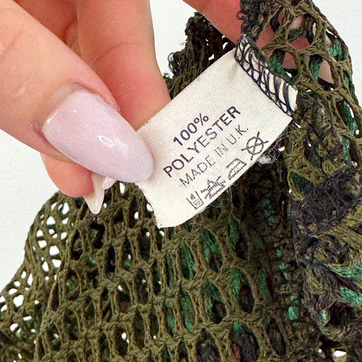 Y2K vintage super crop top camo print sheer short sleeve net sheer knit netted
