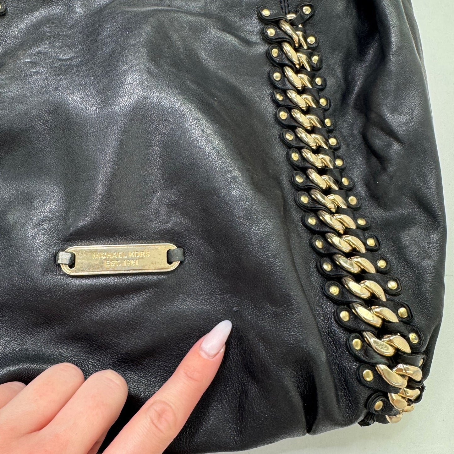 Vintage Michael Kors shoulder bag genuine leather chain boho slouchy medium
