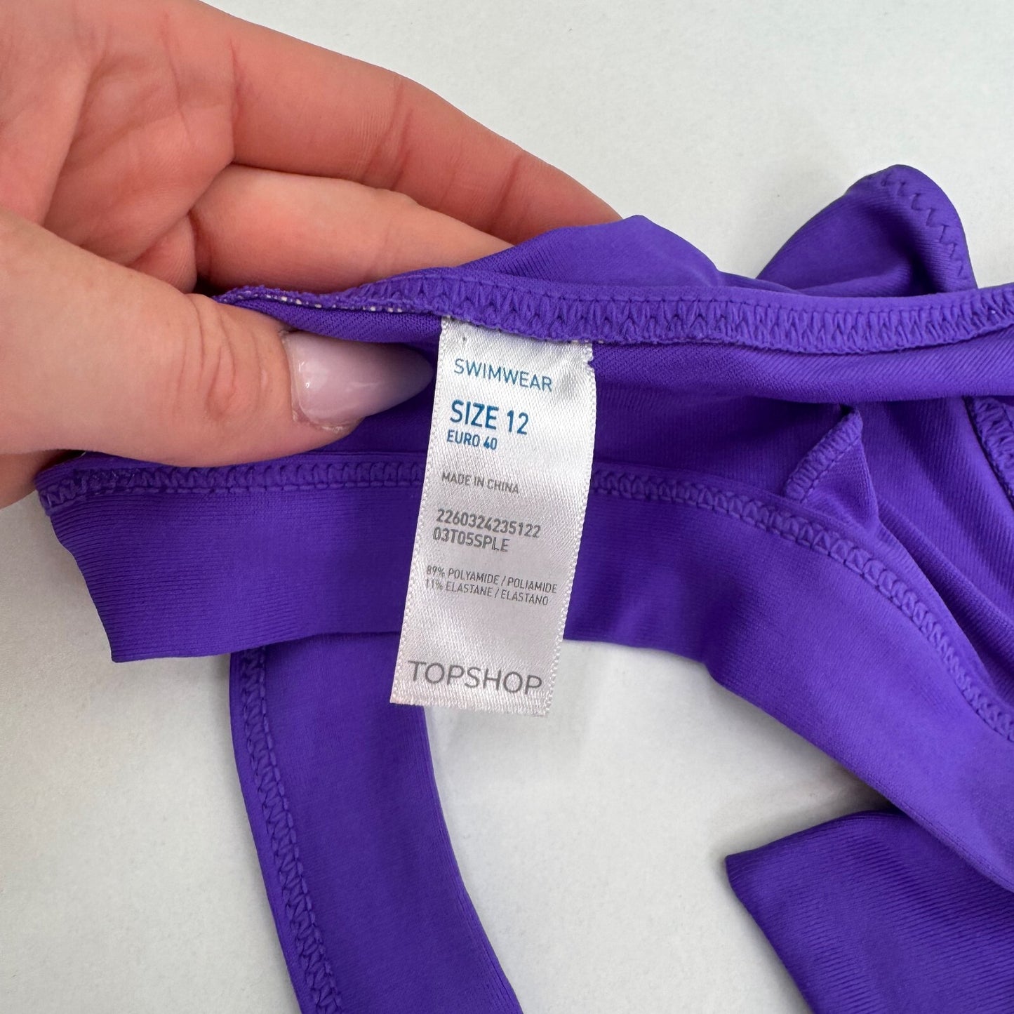 Y2K vintage bikini top halter neck tie bow purple