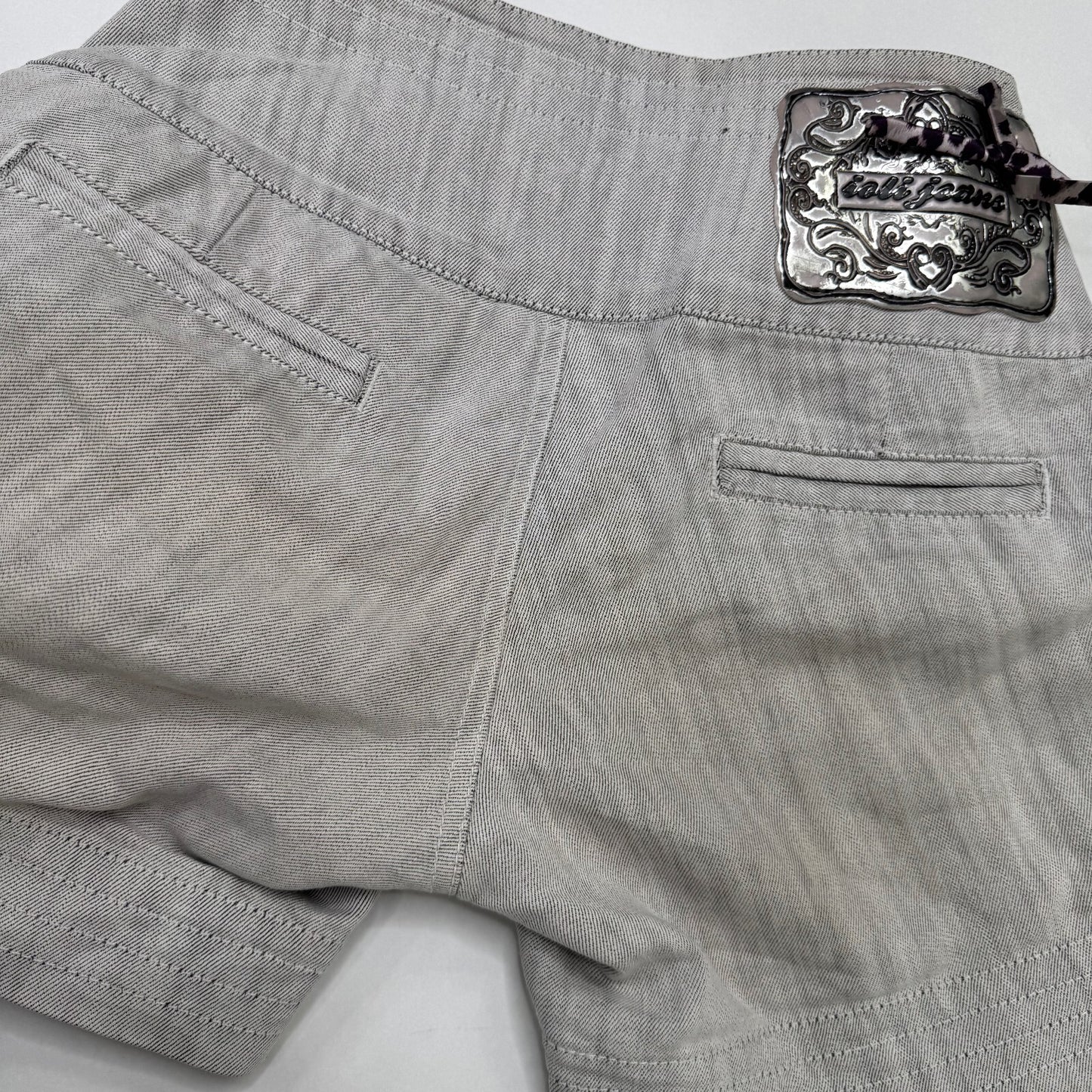 Y2K vintage denim mini shorts mid rise popper buttons side pockets chino