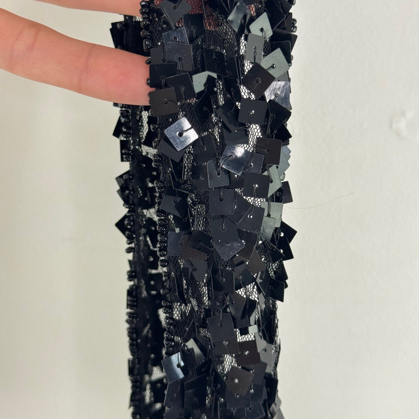 Y2K vintage scarf sequin skinny thin beaded mesh