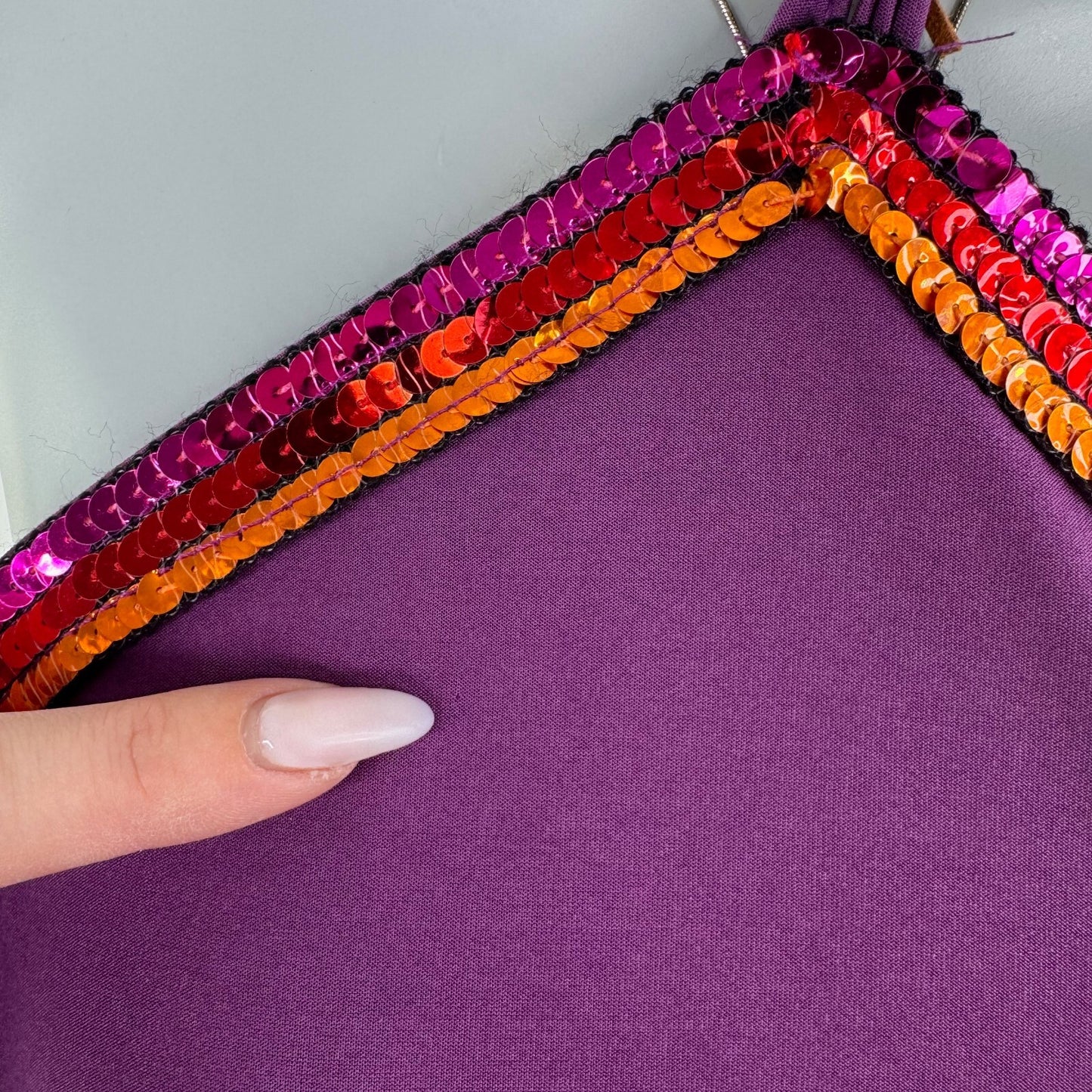 Y2K vintage Bay halter neck top sequin fitted slinky purple clubbing festival