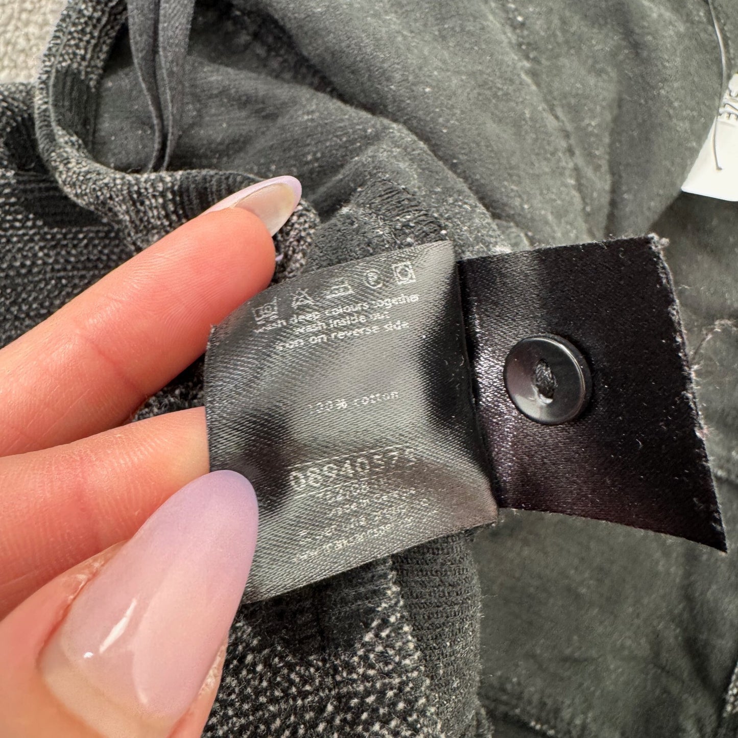 Y2K vintage Per Una maxi skirt polka dot cotton a line gathered grey black