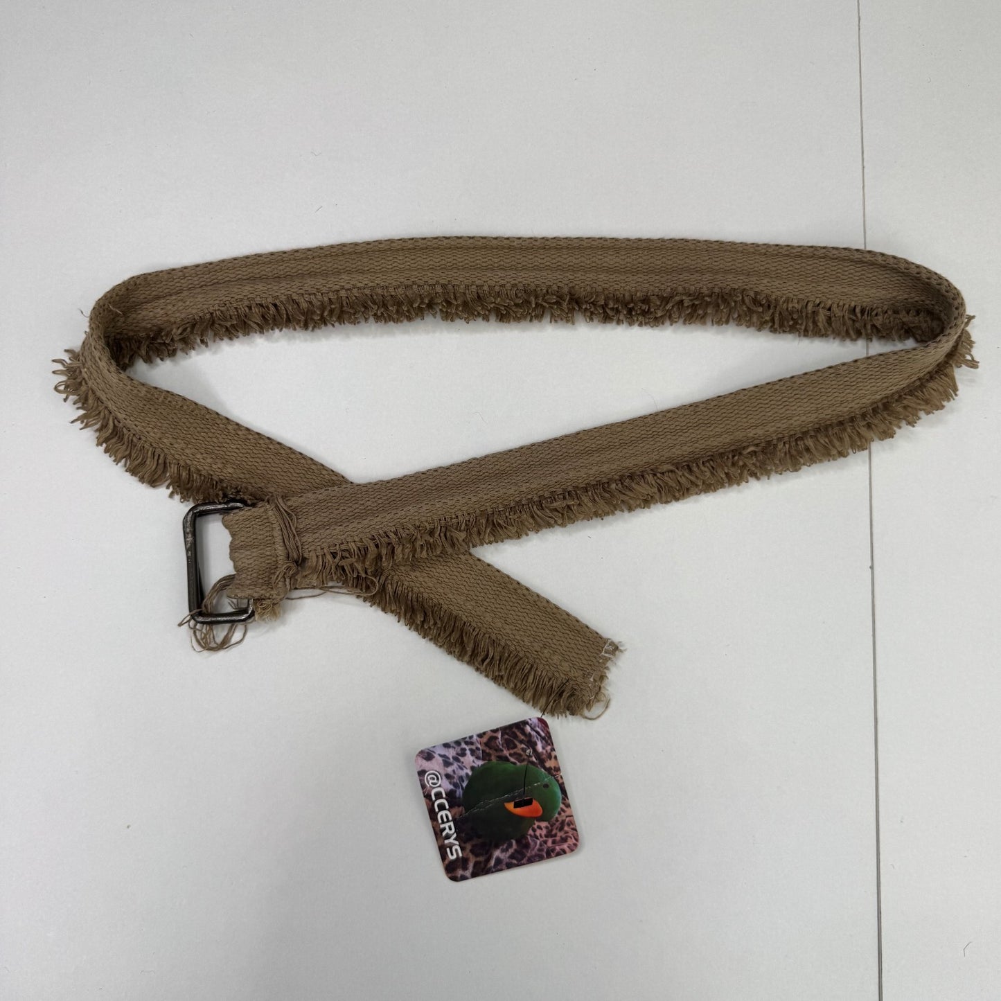 Y2K vintage canvas belt fraying hem double ring belt unisex adjustable woven
