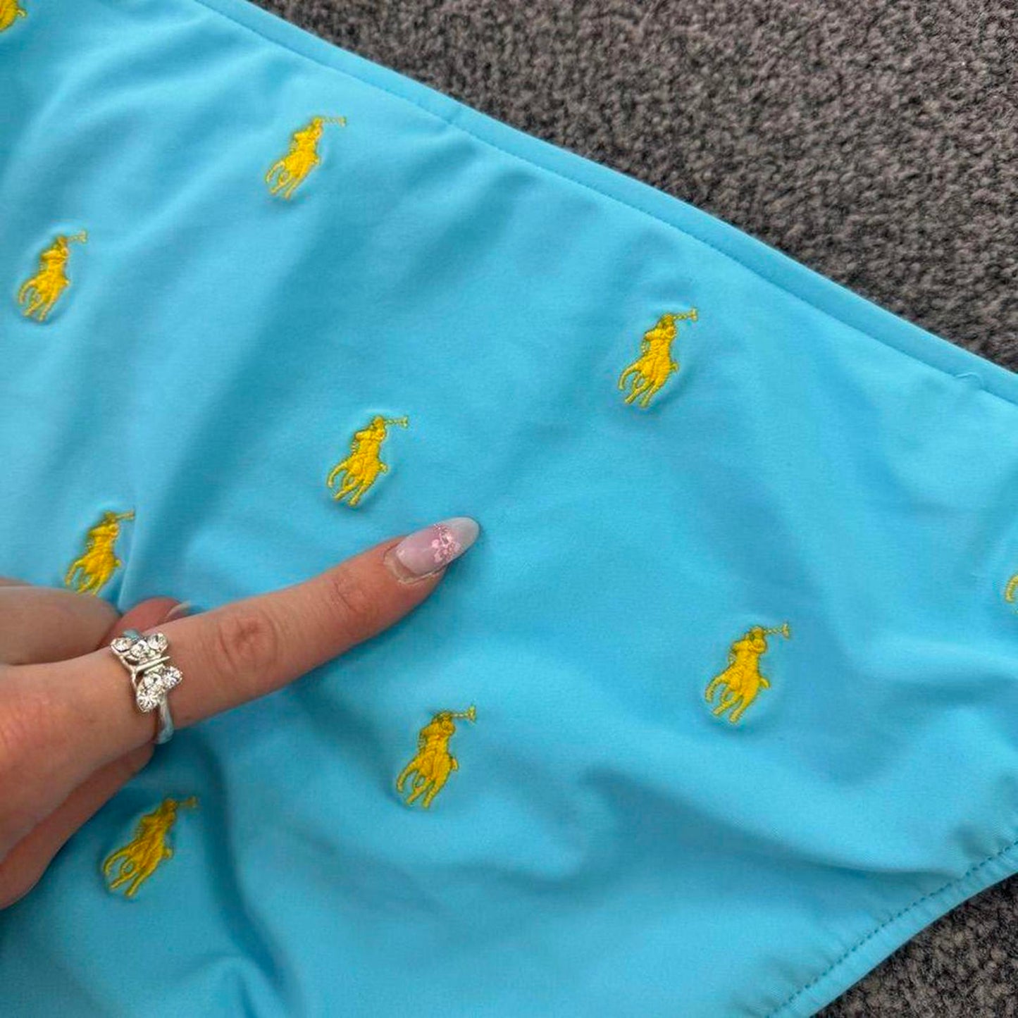 Polo Ralph Lauren logo bikini bottoms baby blue yellow