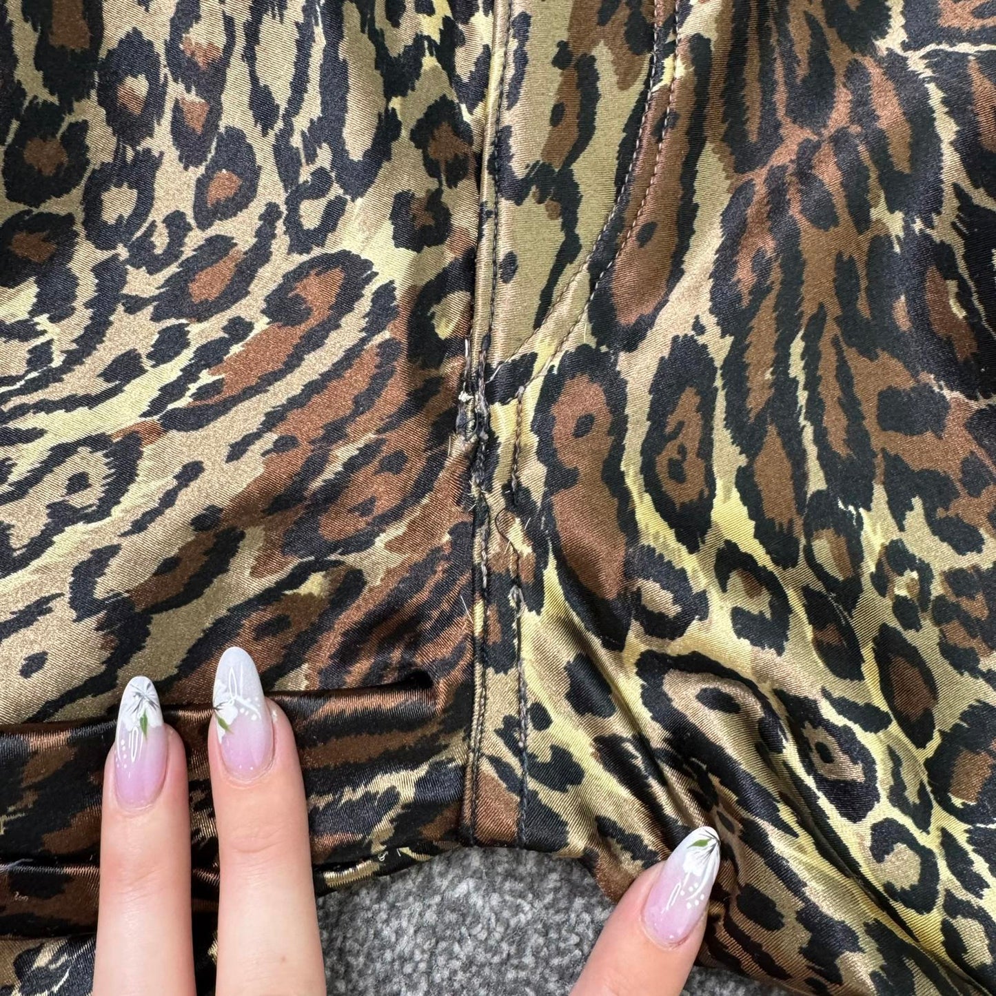 True vintage spandex disco trousers pants leopard print shiny high waist stretch