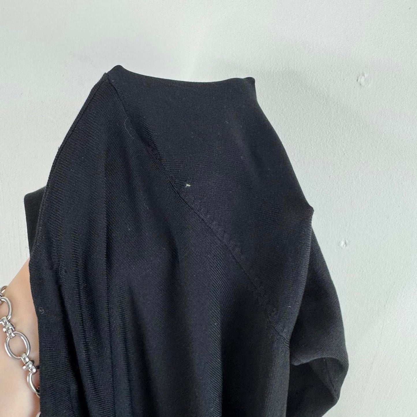 Y2K vintage part silk button up fine knit cardigan ruffle bow v neck archive