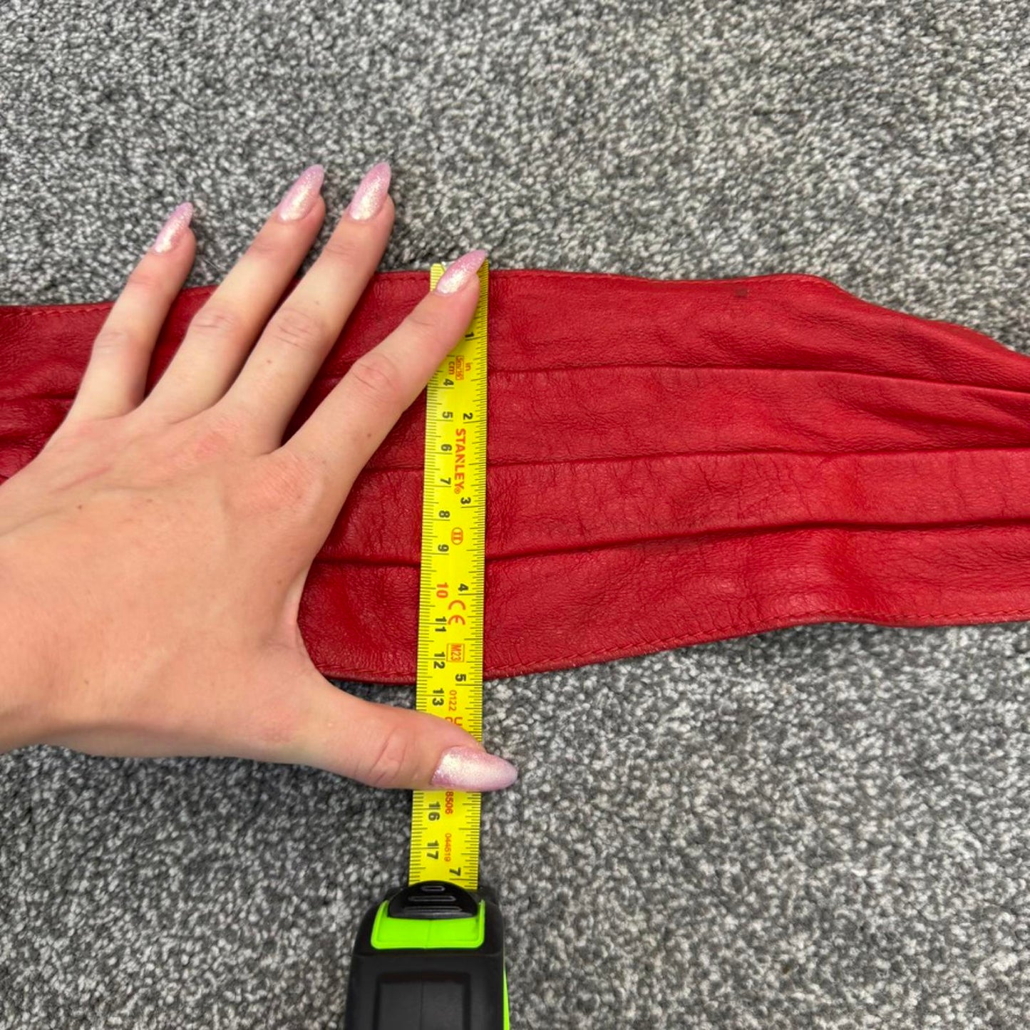 90s Vintage genuine leather chunky red gold belt oversized chunky