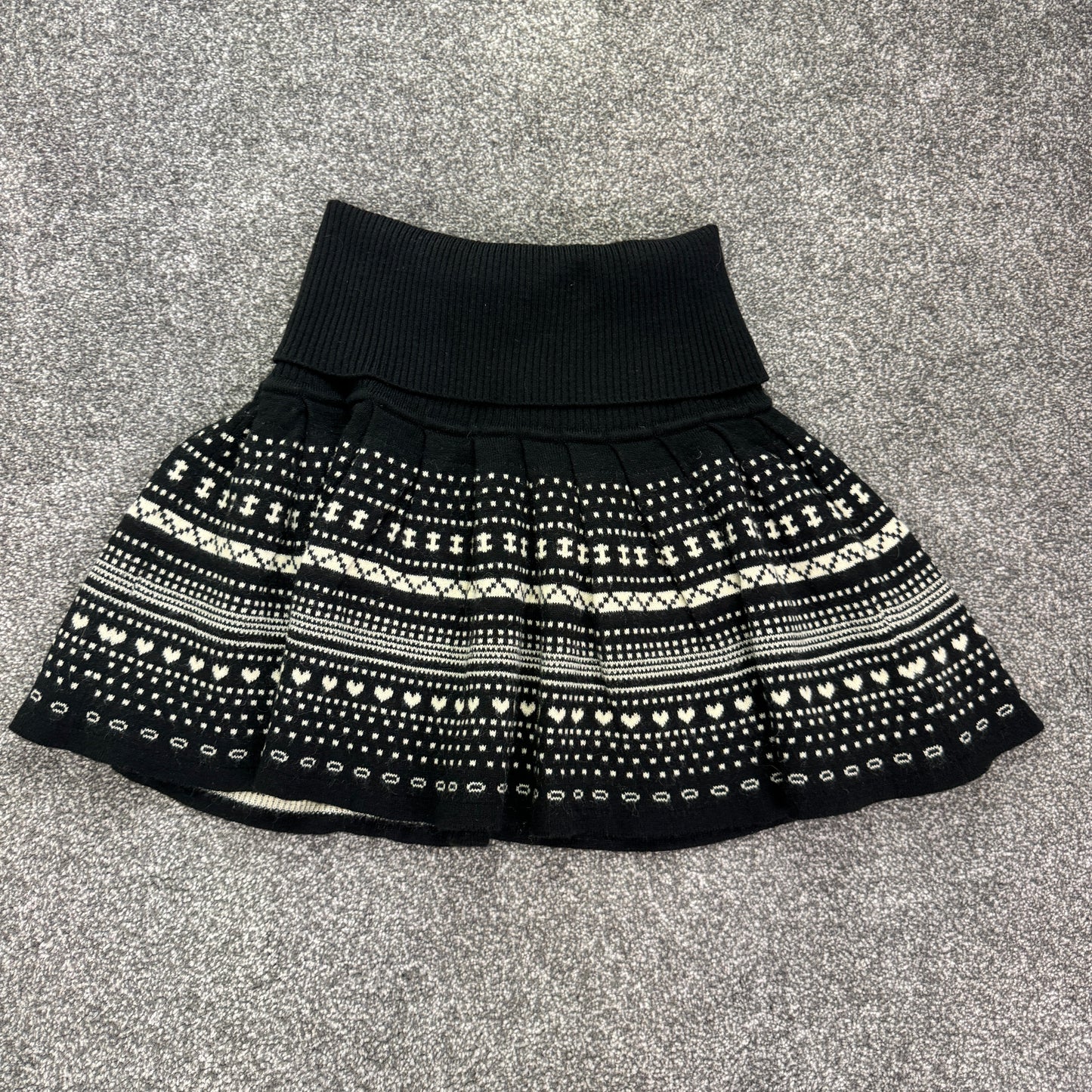Y2K vintage knit fold over waistband mini skirt