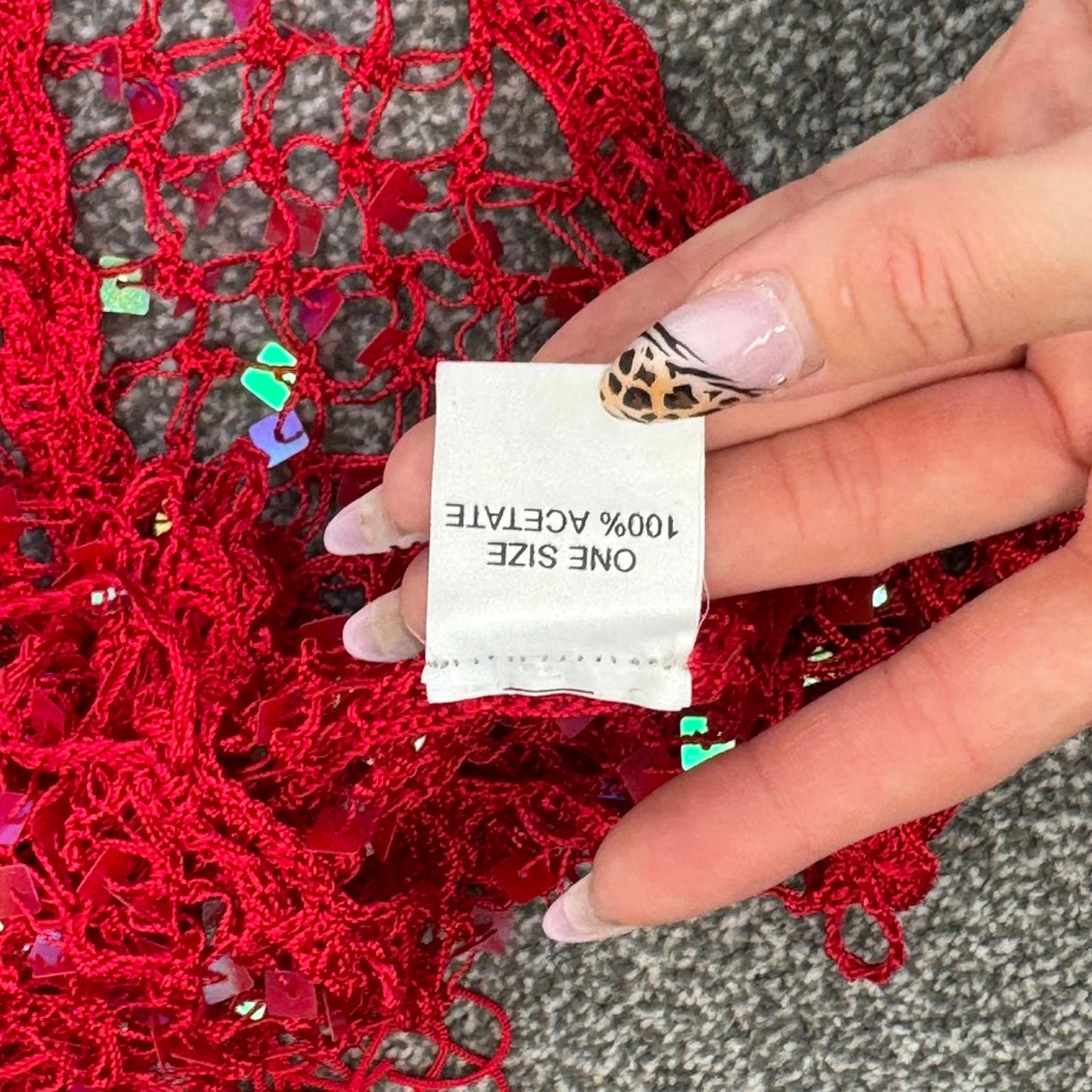 Y2K vintage crochet sequin beach swim cover up tassel red adjustable bow