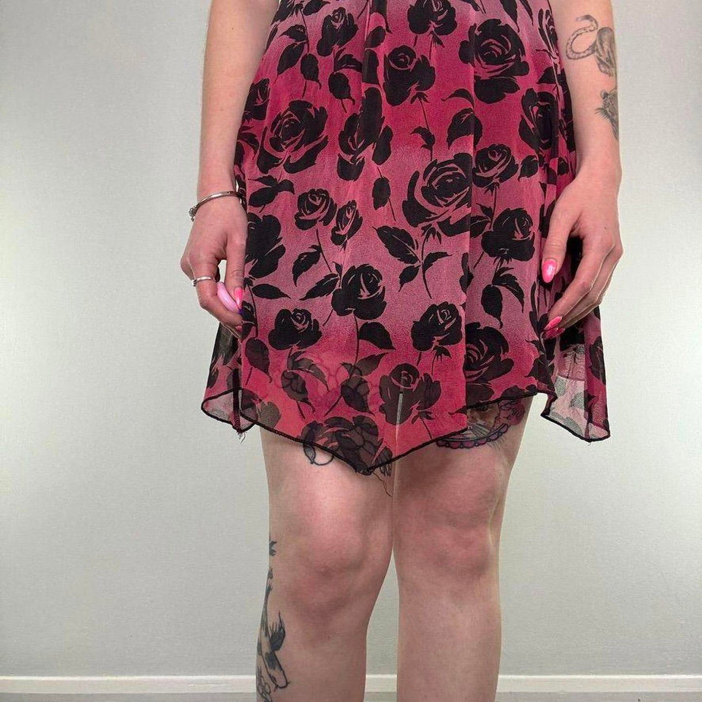 Y2K vintage Jane Norman strapless ombre floral mesh mini dress