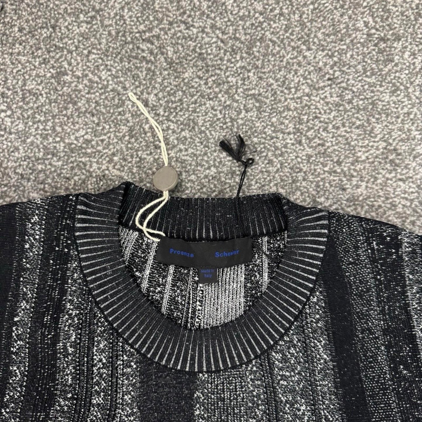 Proenza Schouler Ottoman Metallic Peplum Heavy Knit Top Ruffle Detail