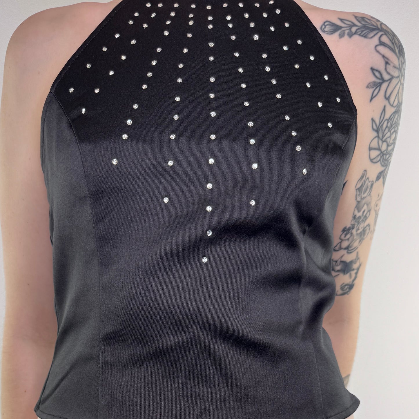 Y2K vintage rhinestone halter neck top