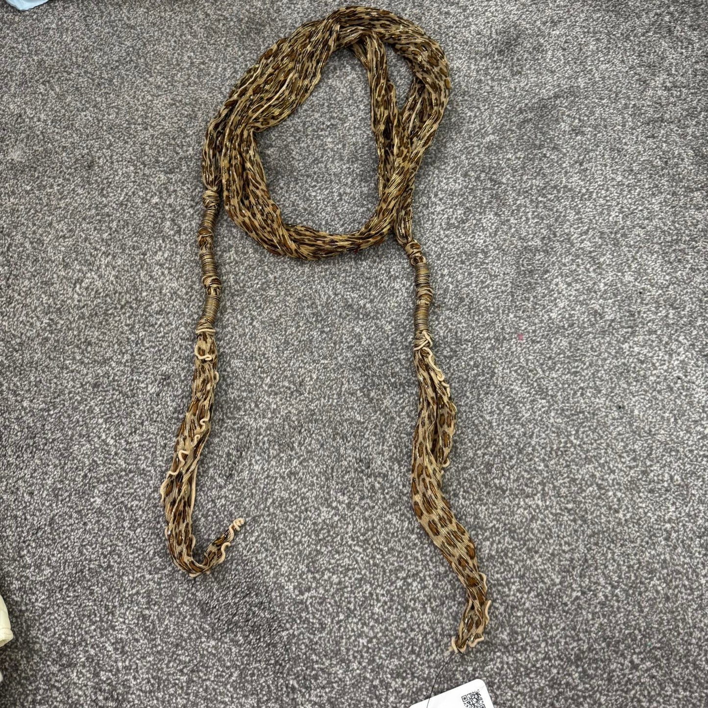 Y2K vintage leopard print skinny glitter scarf metal rings thing sparkly