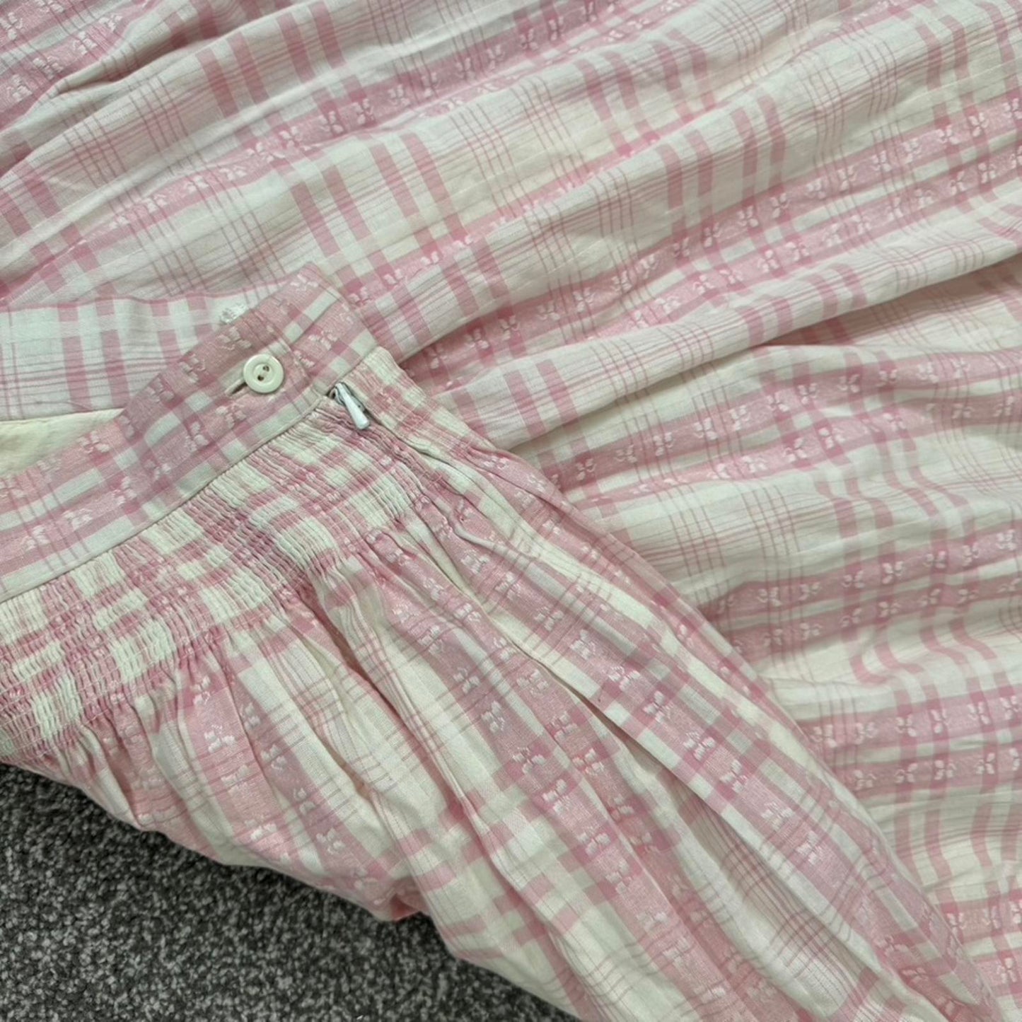 Vintage high waist gingham tartan coquette maxi skirt a line frilly kitsch