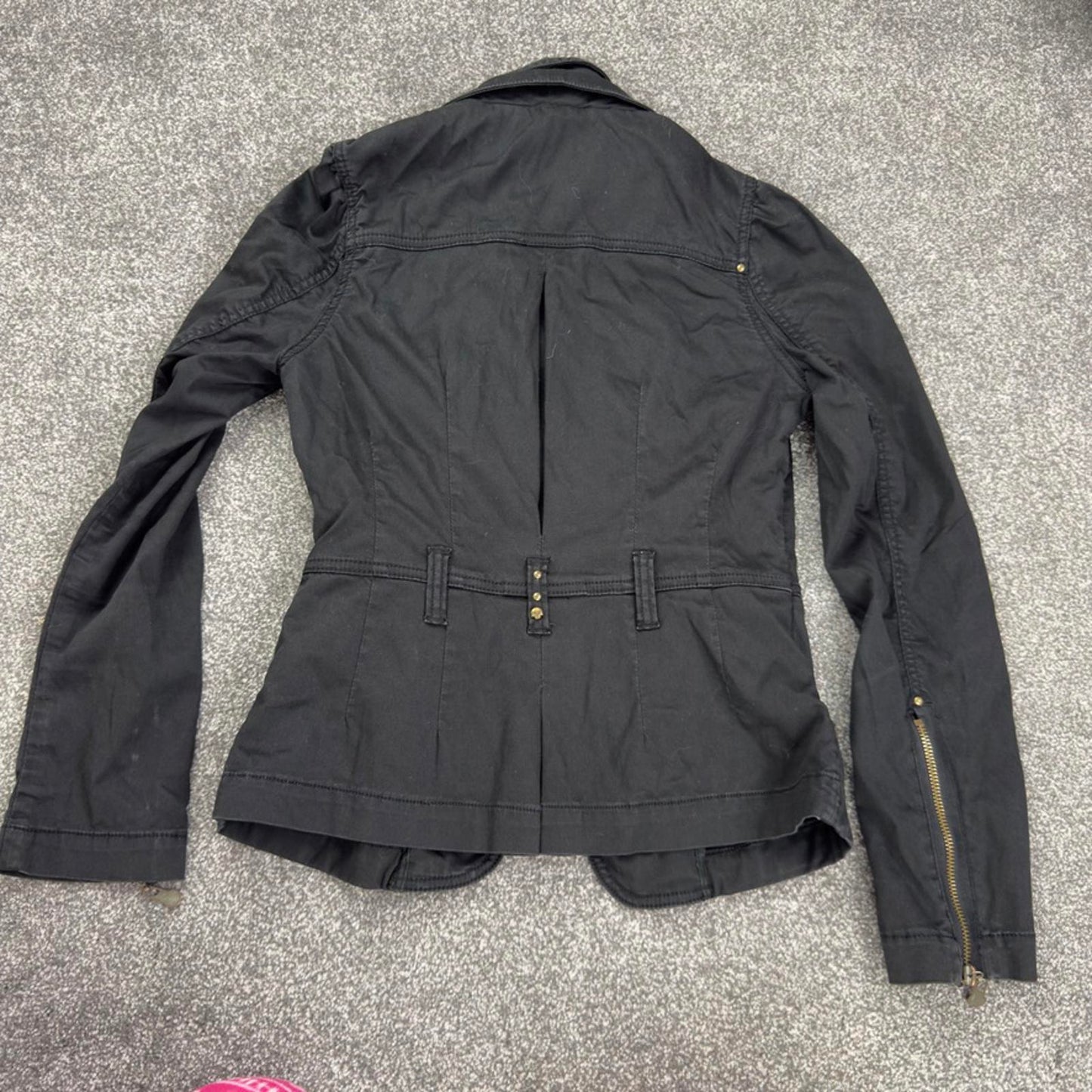 Y2K vintage fitted zip up denim blazer stretchy jacket archive avant garde